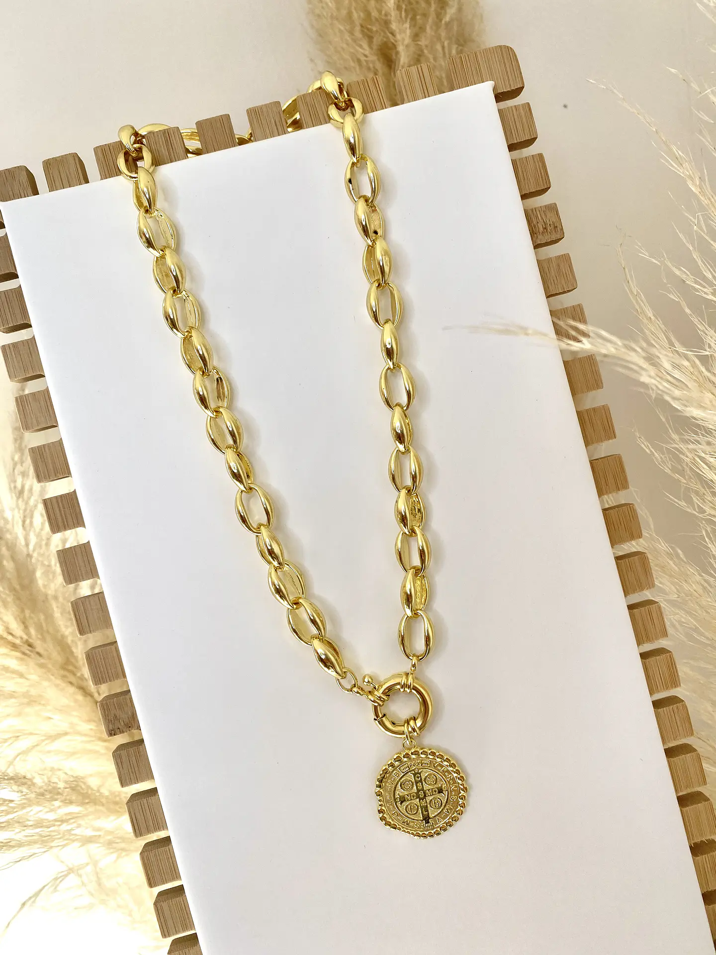Collar Maxi Cadenón Medalla San Benito 2