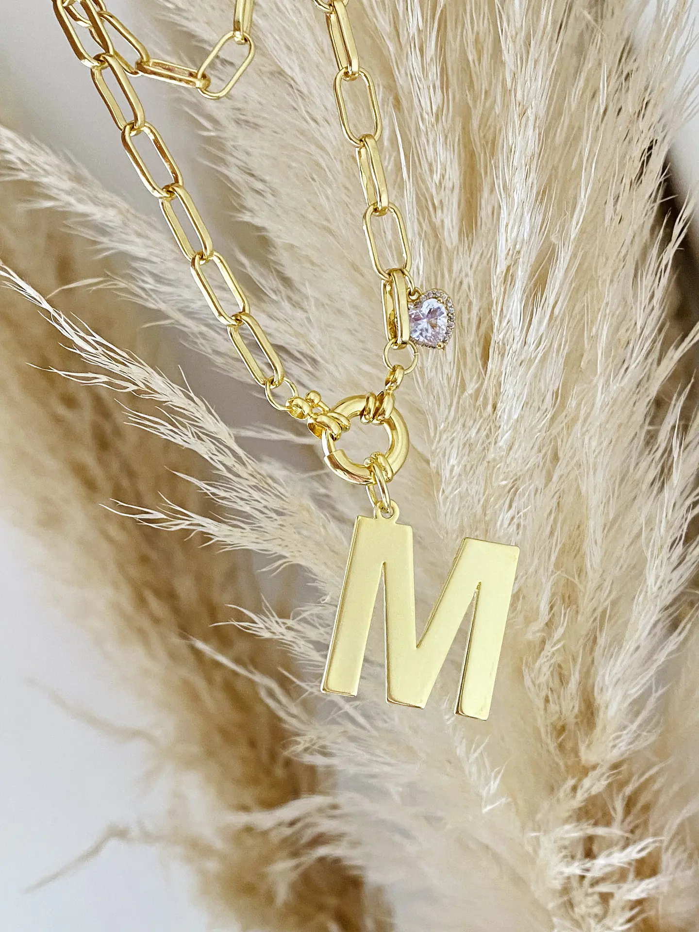 Collar Maxi Eslabones Inicial M y punto de luz 1