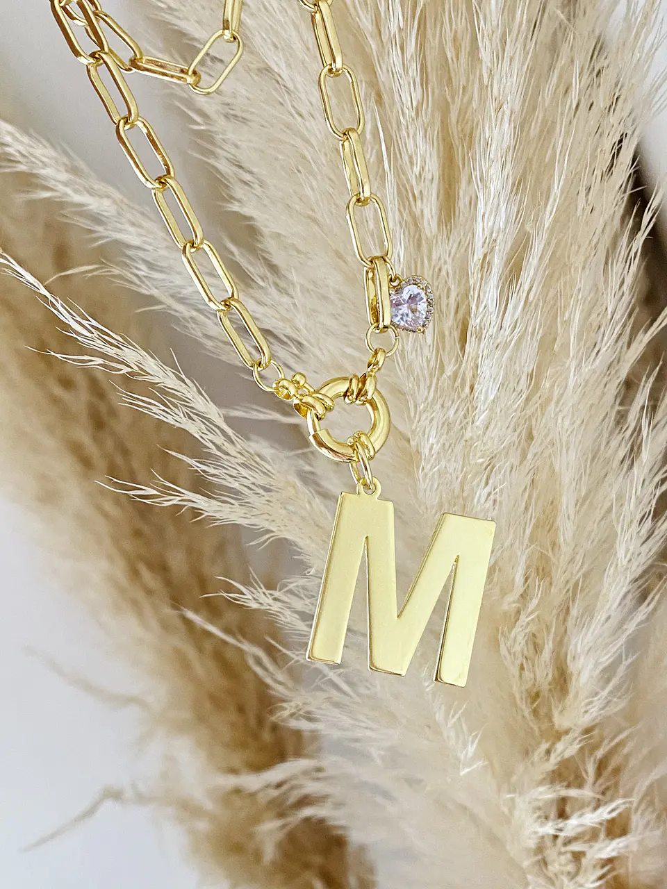 Collar Maxi Eslabones Inicial M y punto de luz 1