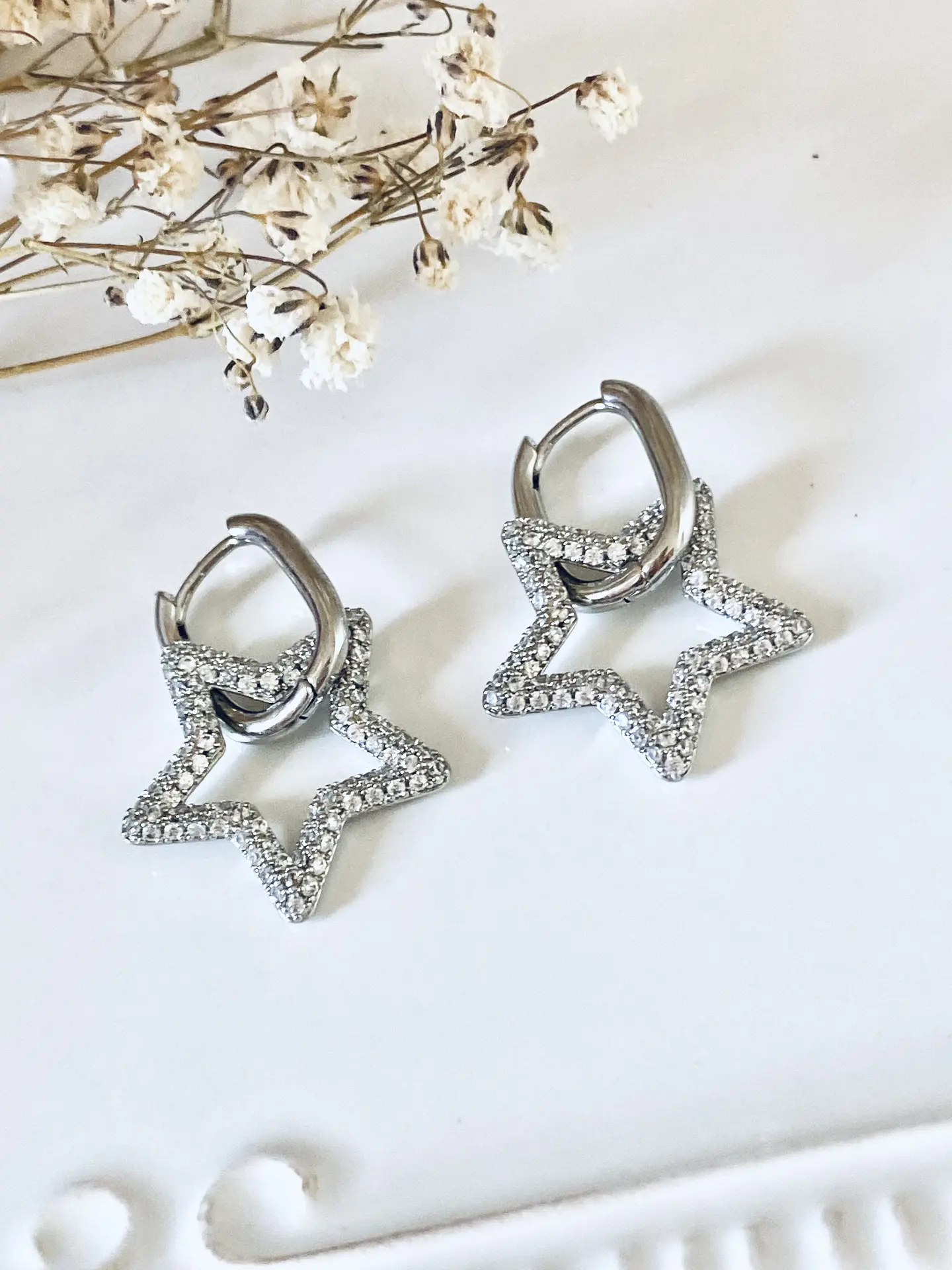 Aros Estrella Silueta circones silver  2
