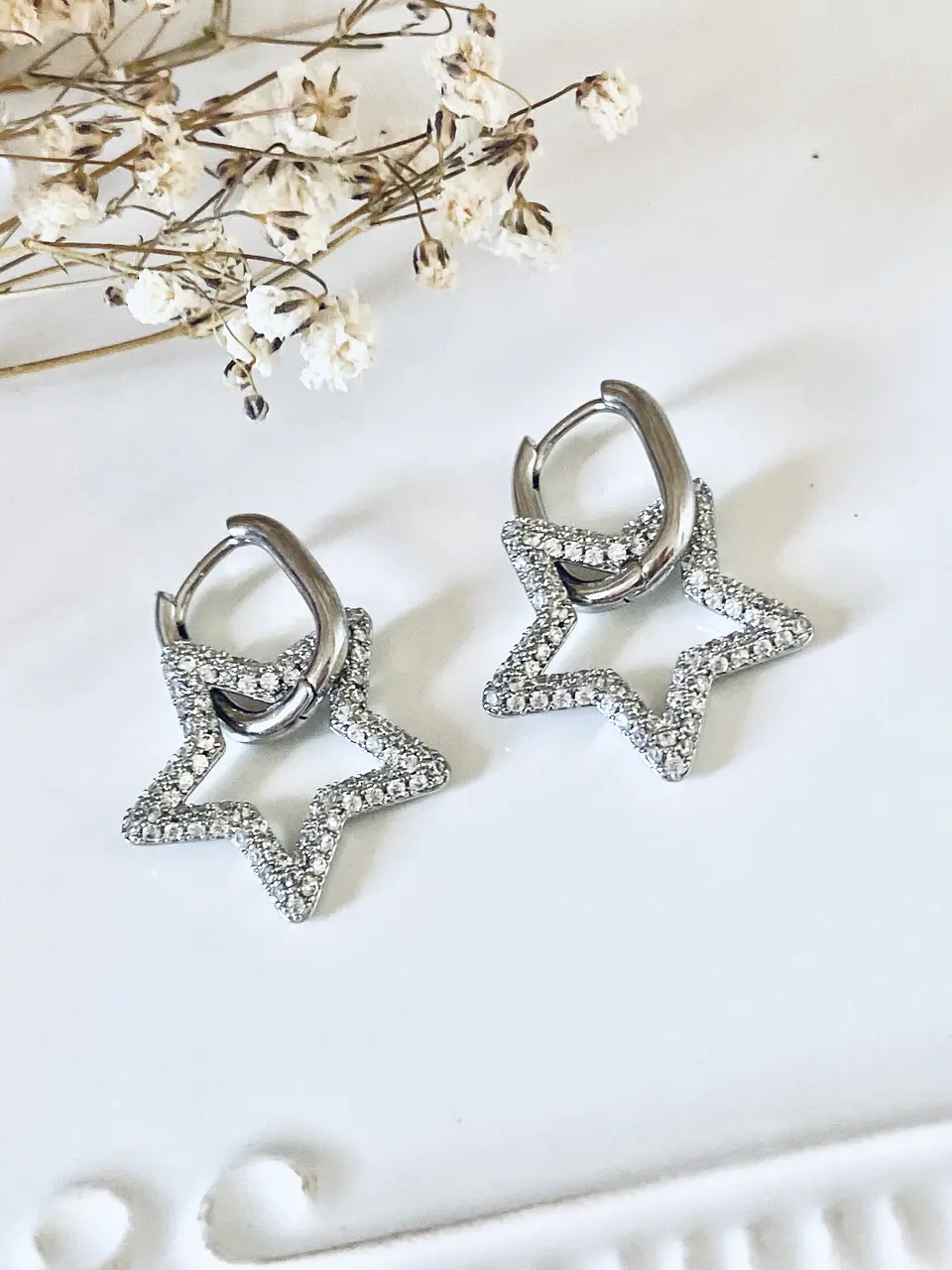 Aros Estrella Silueta circones silver  2