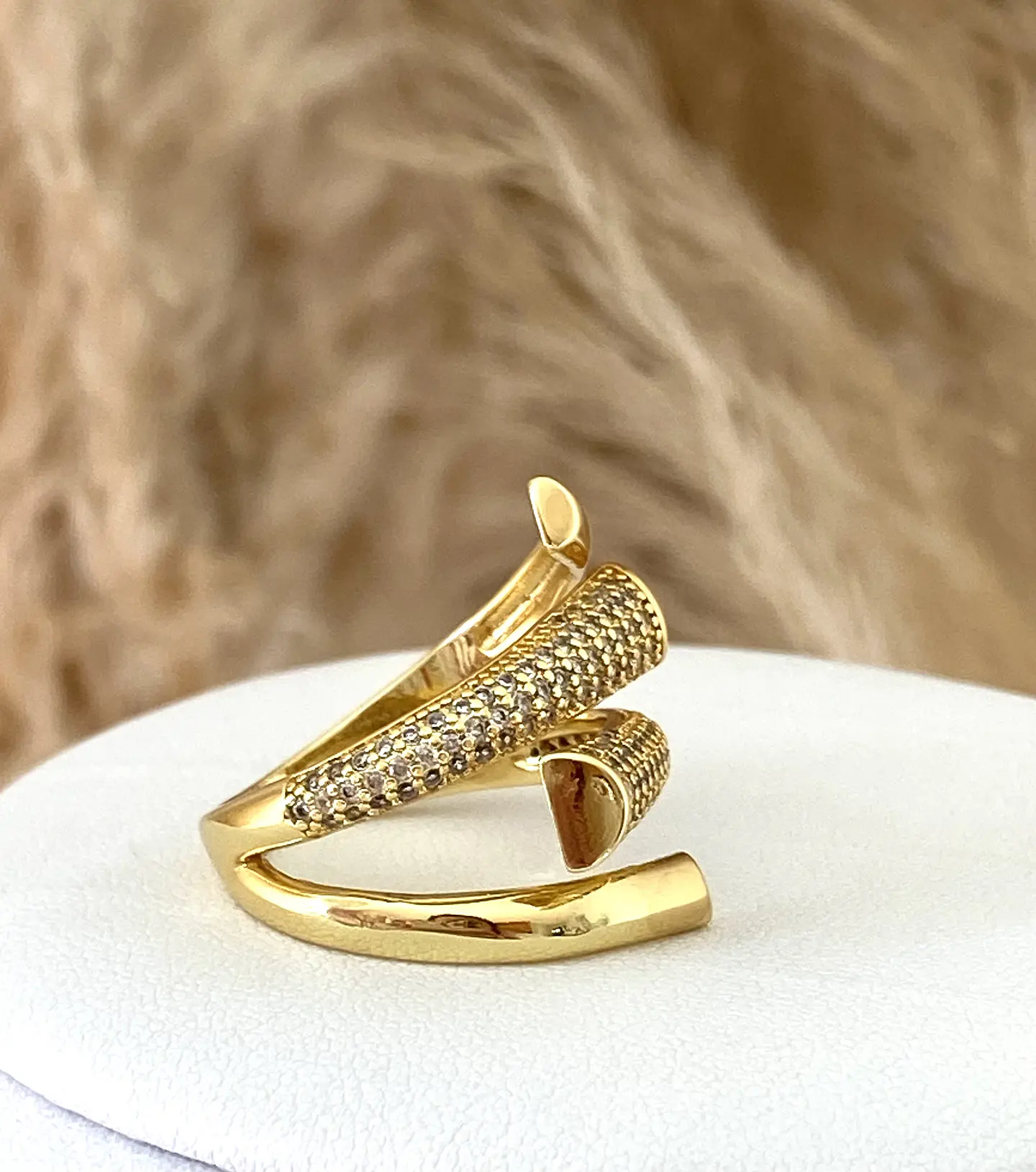 Anillo Circones entrelazado Gold Ajustable  2