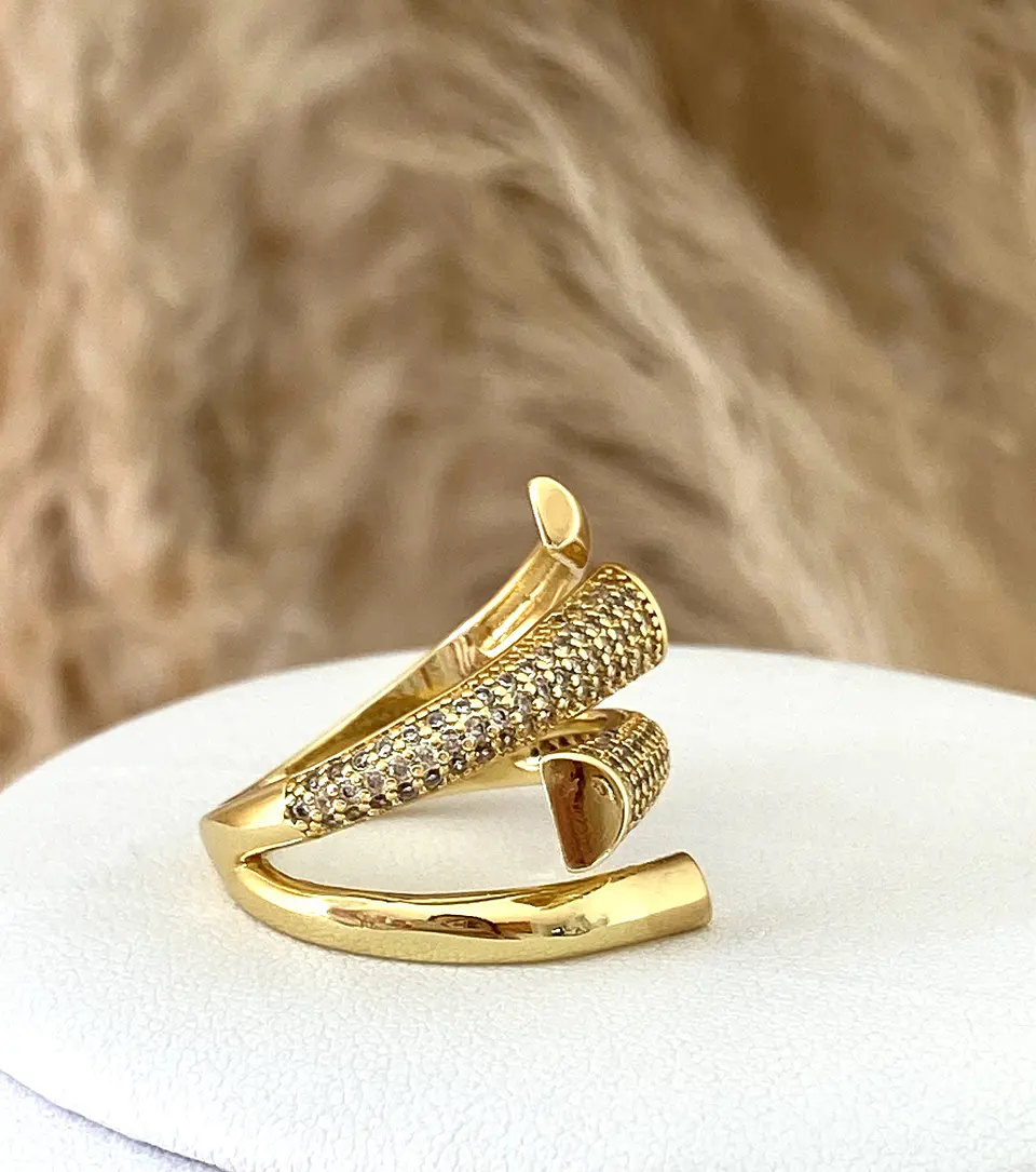 Anillo Circones entrelazado Gold Ajustable  2