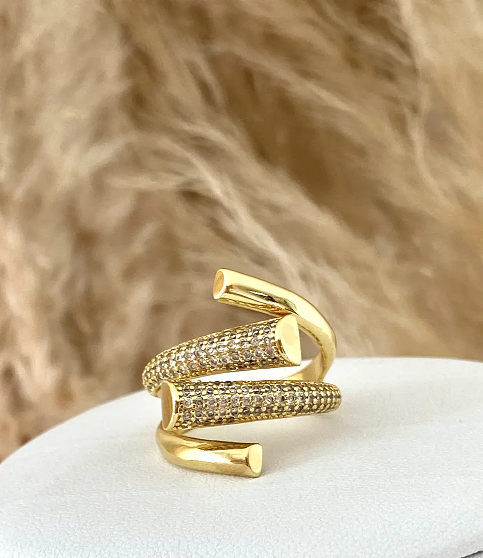 Anillo Circones entrelazado Gold Ajustable  3