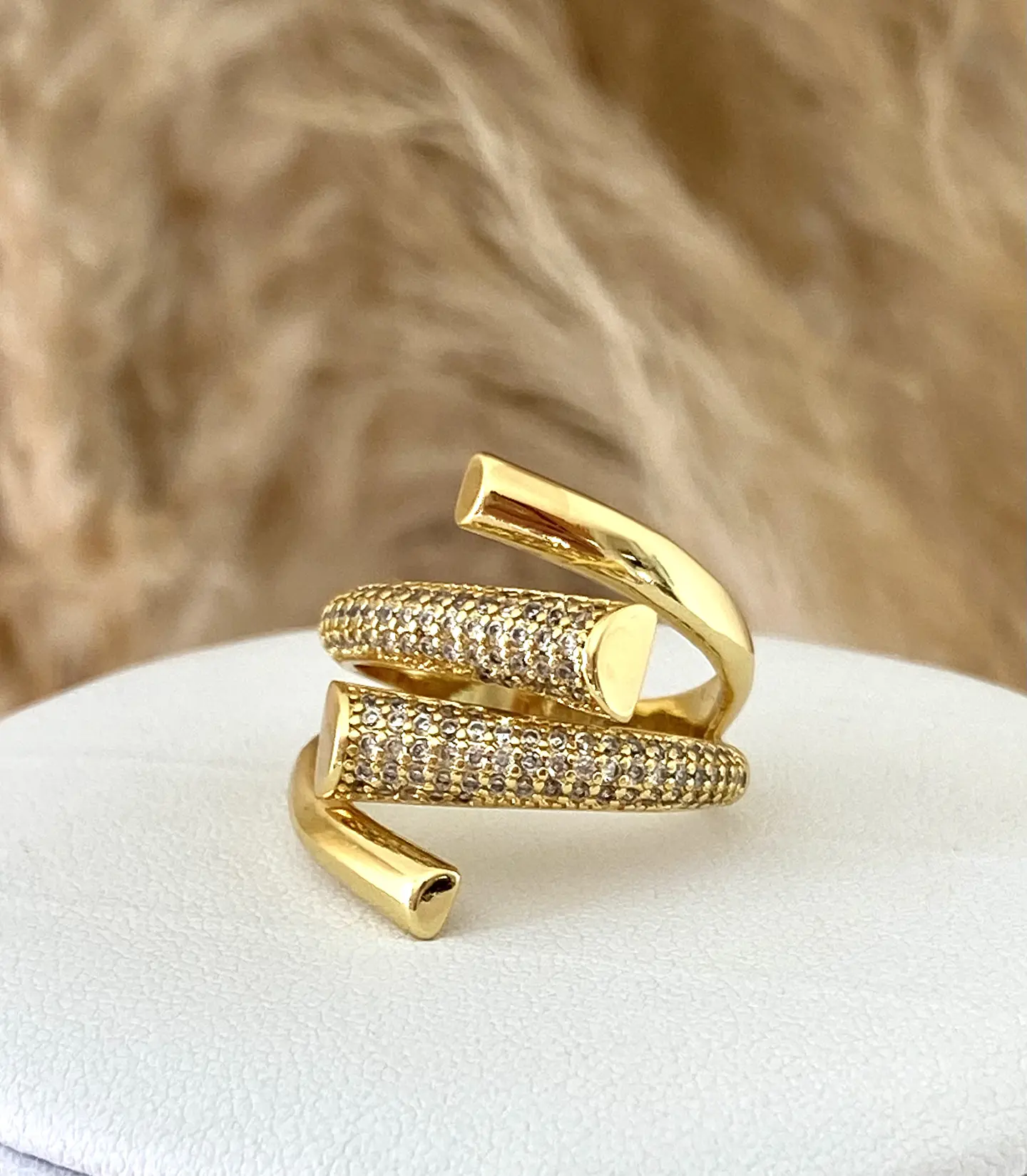 Anillo Circones entrelazado Gold Ajustable  1