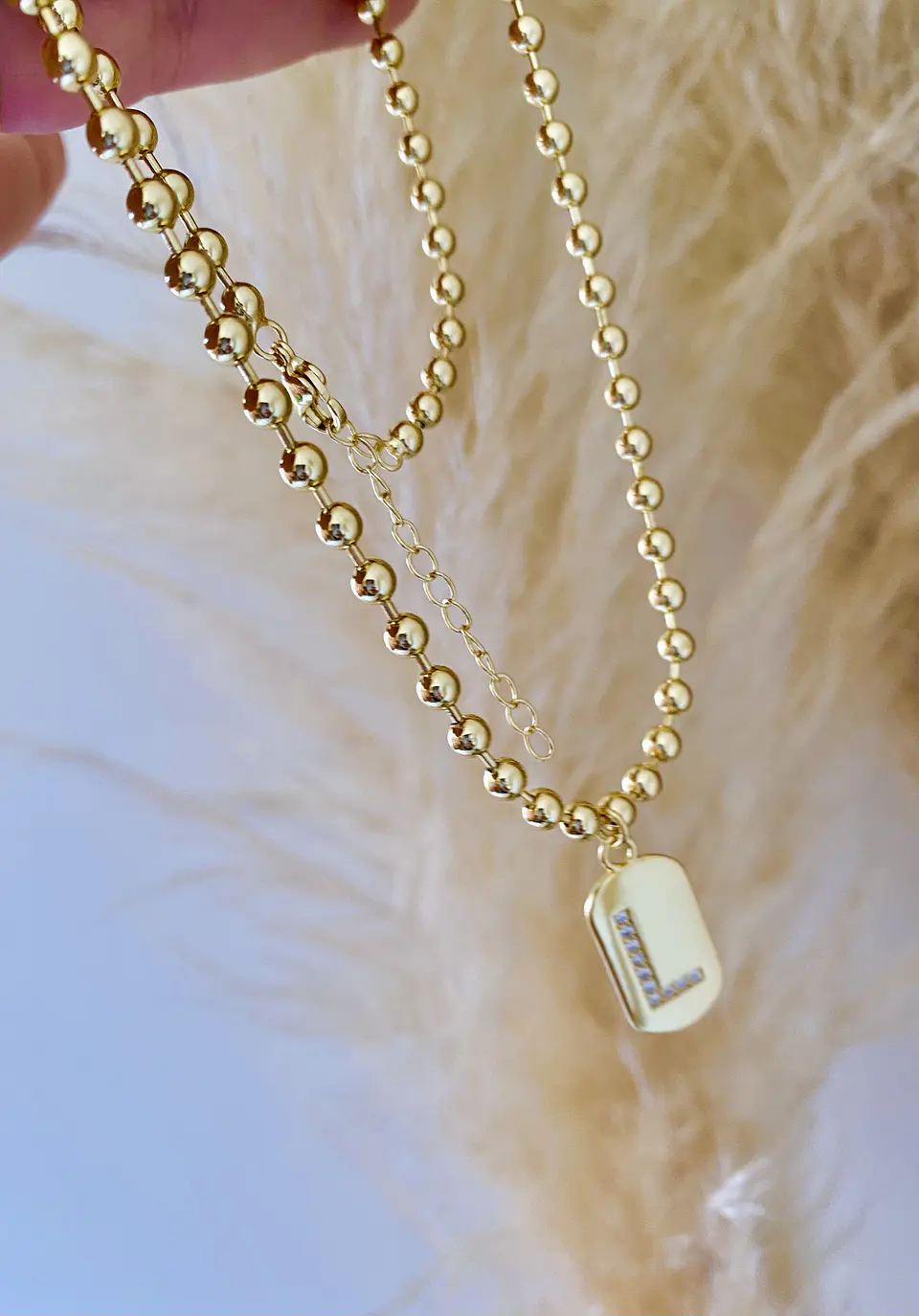 Collar Bolitas Gold + Inicial  4