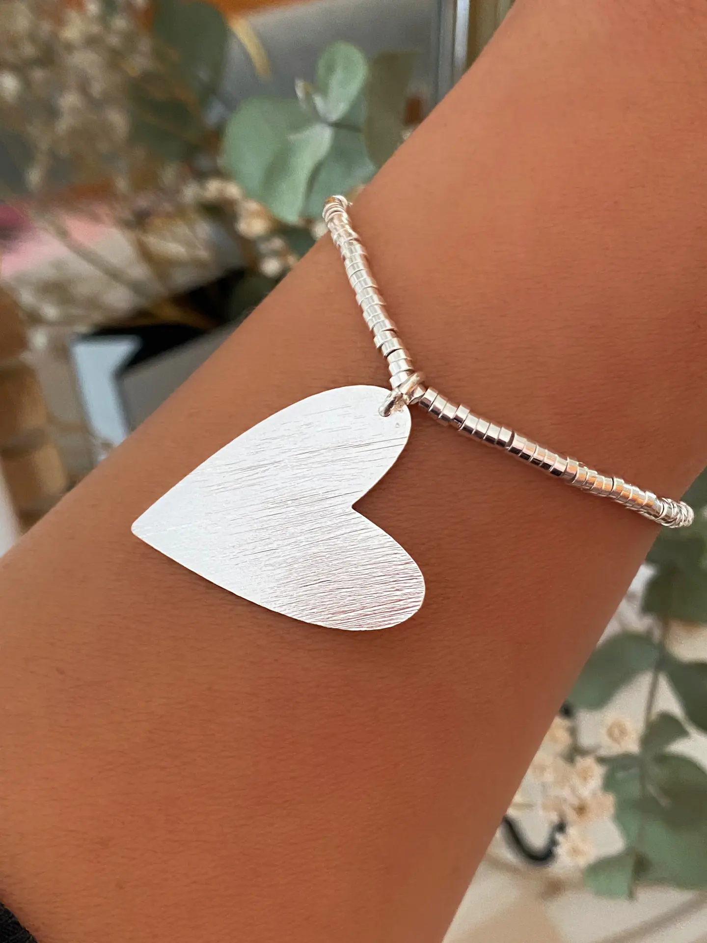  Pulsera Mostacilla Dije Corazón Silver 3