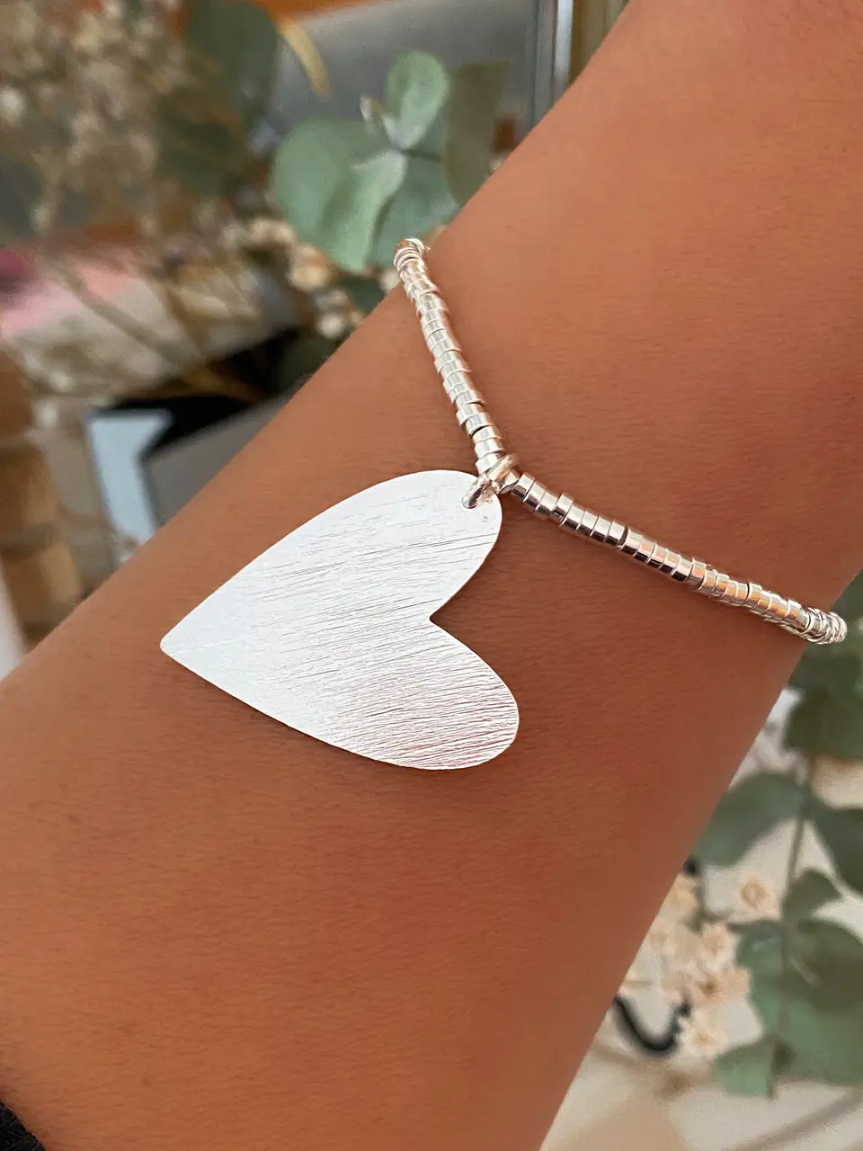  Pulsera Mostacilla Dije Corazón Silver 3