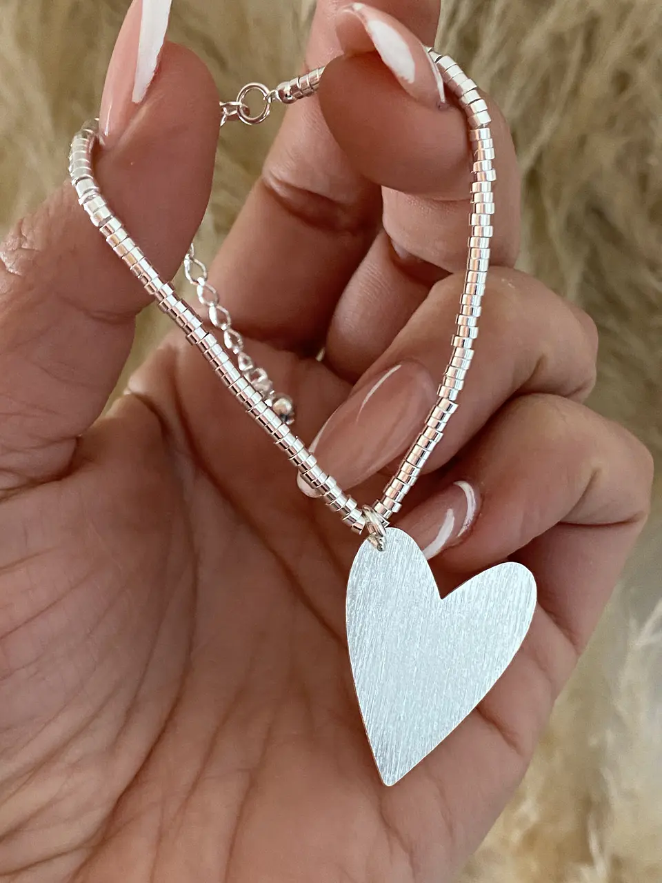  Pulsera Mostacilla Dije Corazón Silver 2
