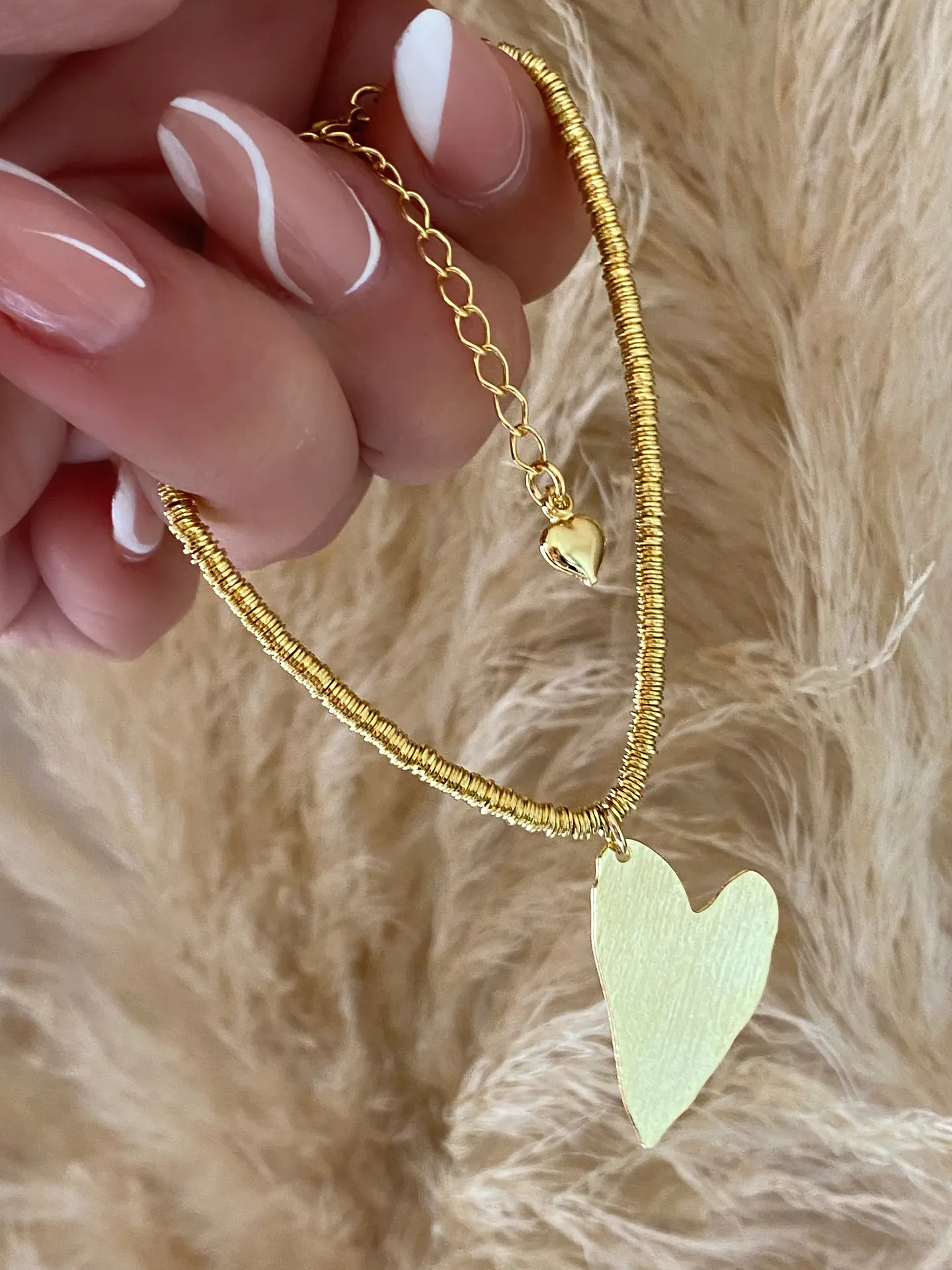  Pulsera Mostacilla Dije Corazón Gold 1