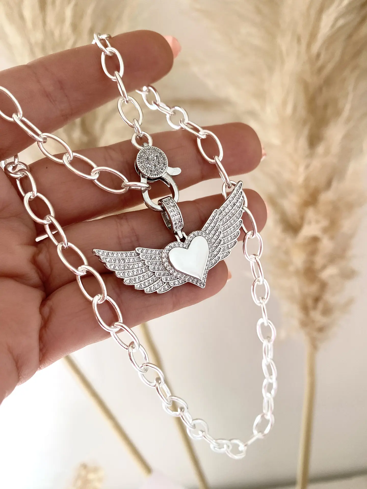 Collar Corazón Alado Silver Broche Luxury  1