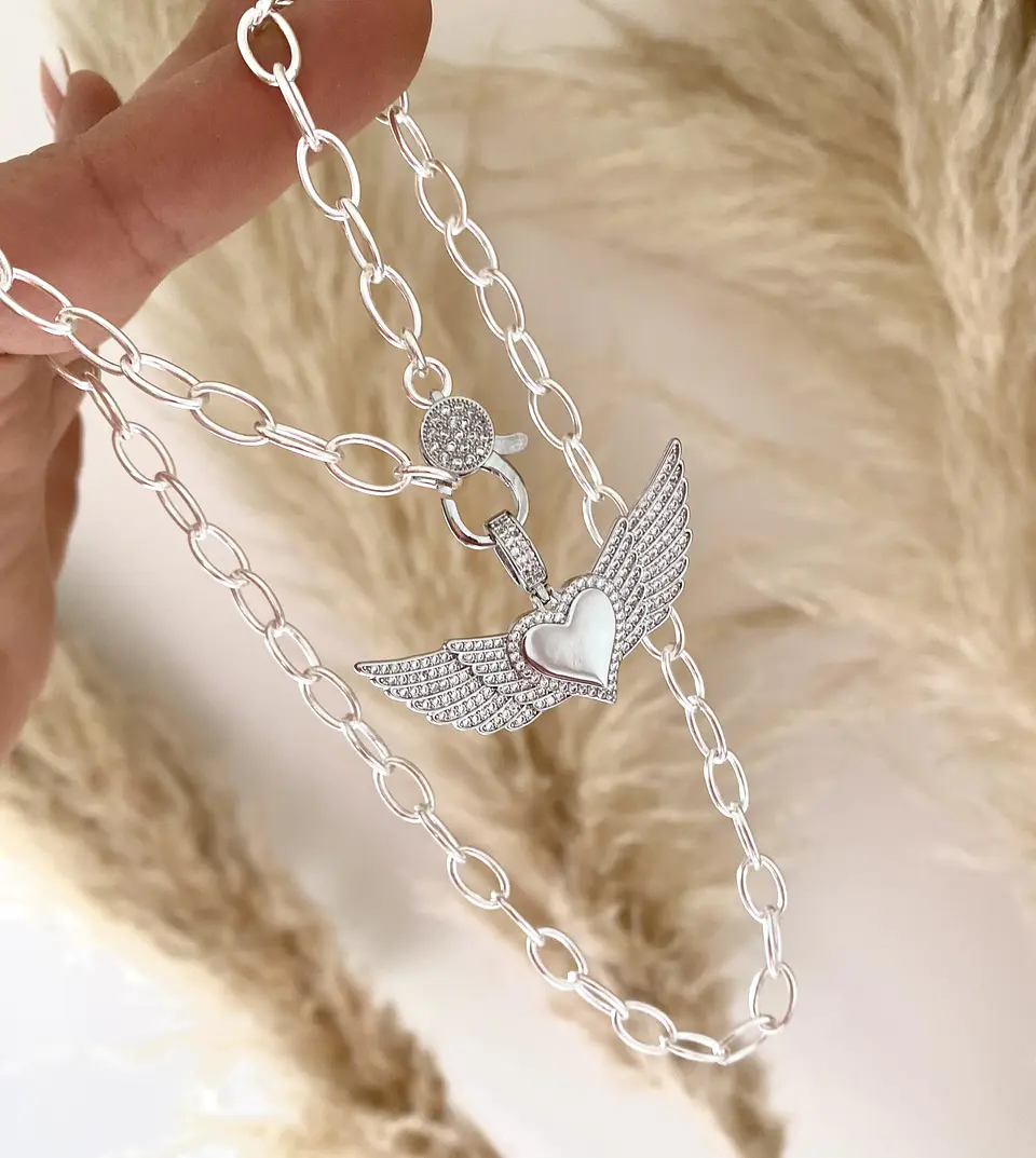 Collar Corazón Alado Silver Broche Luxury  4