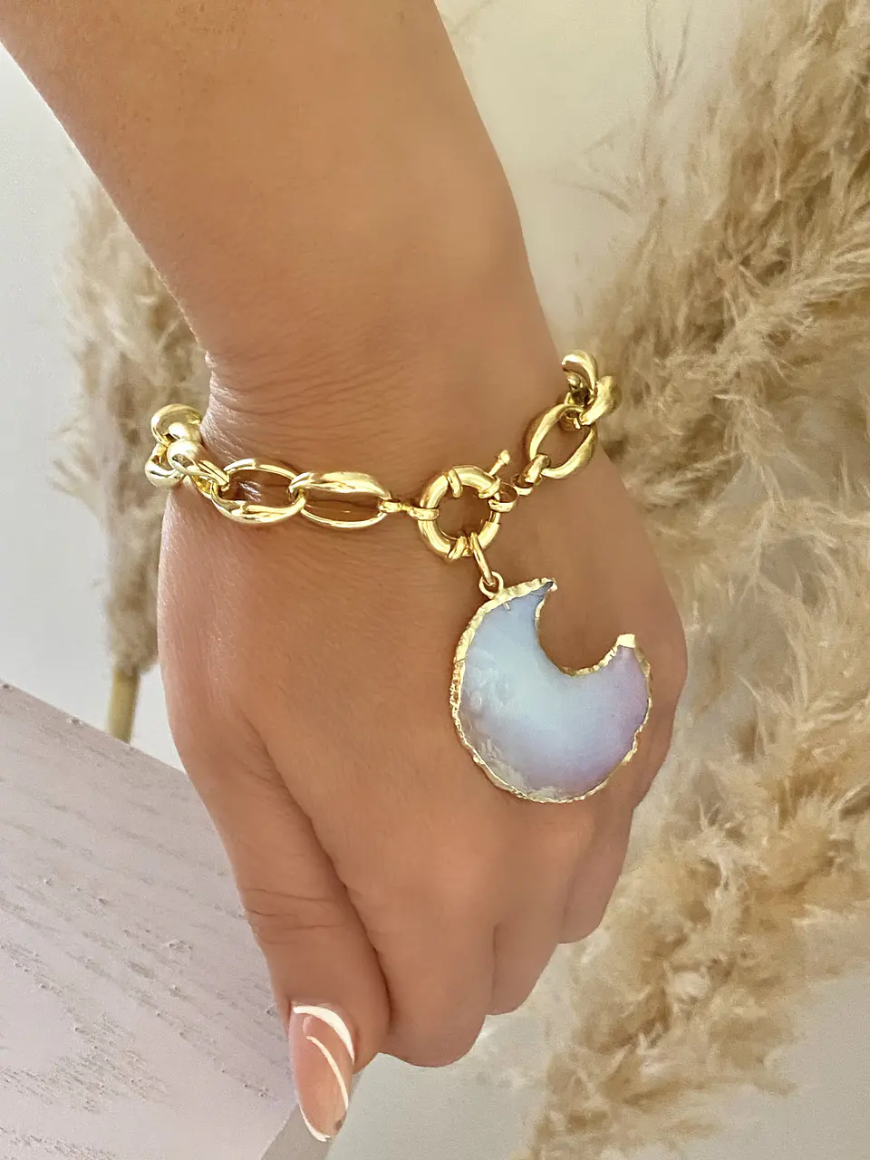 Pulsera Maxi Cadenón Dije Luna   2