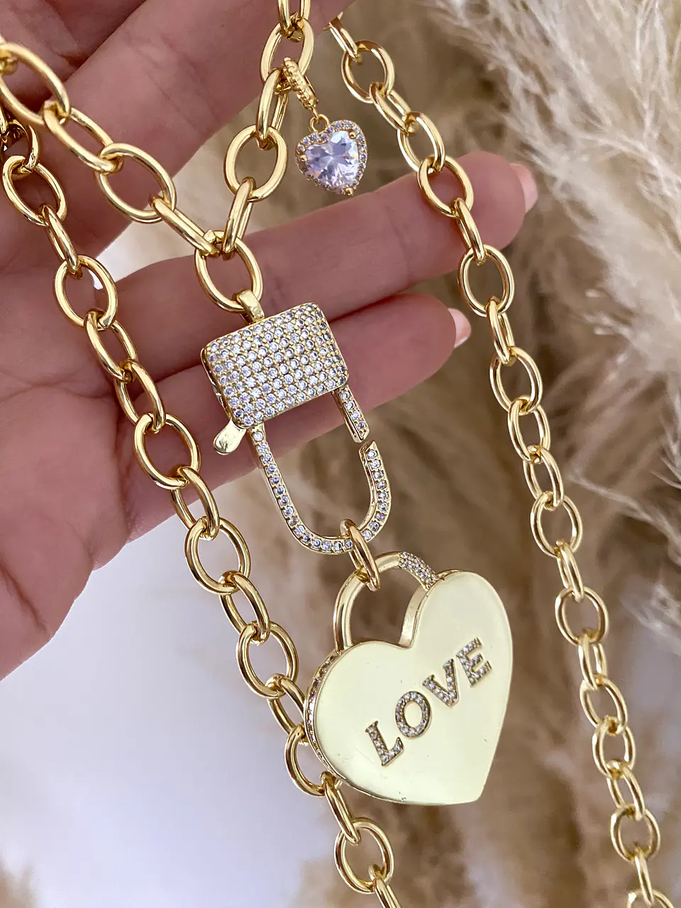 Collar Dije Maxi Corazon LOVE broche Luxury 1