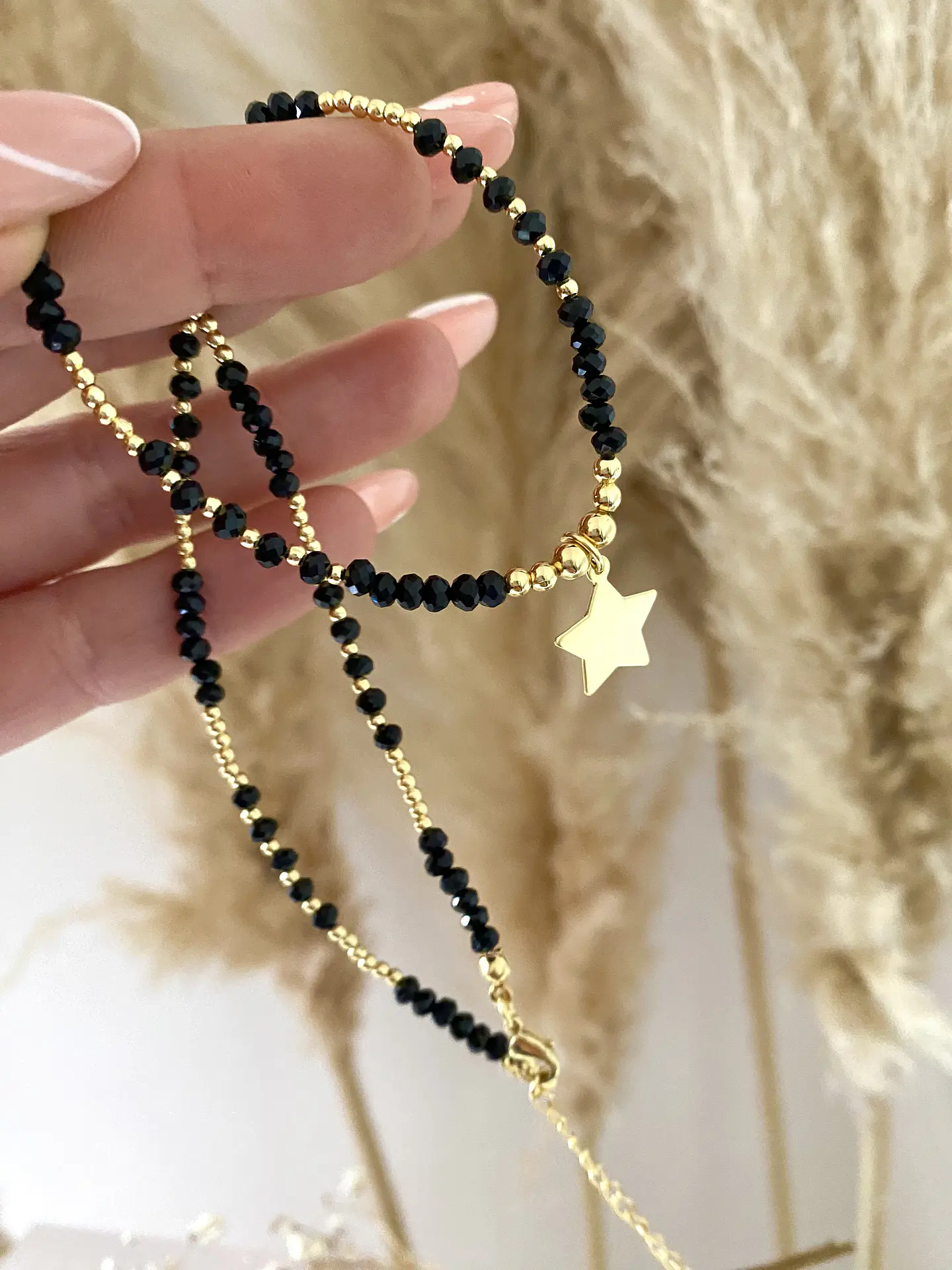 Collar Estrellita con piedras facetadas y balines  3