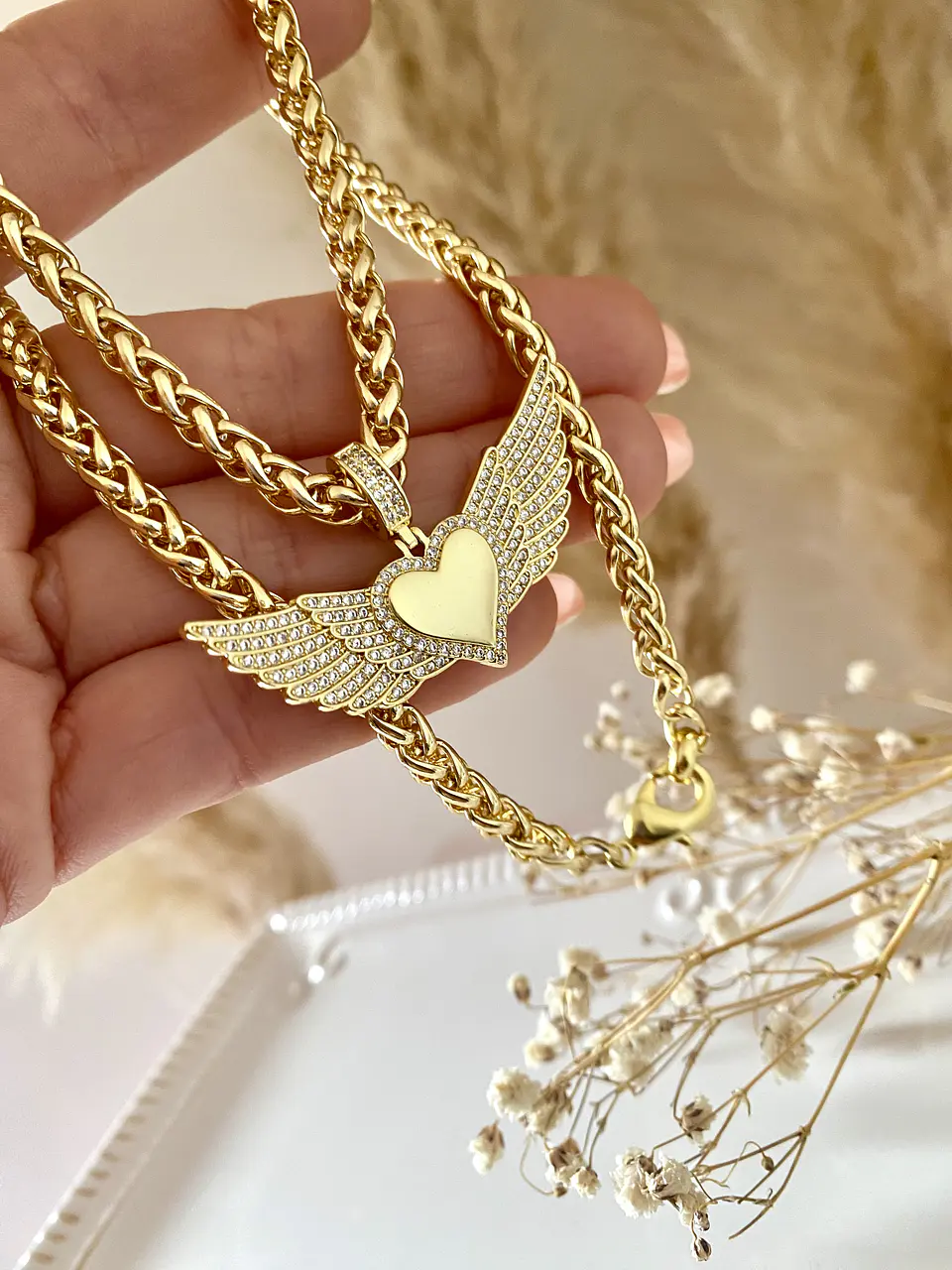 Collar  turbillón Corazón Alado Gold 1