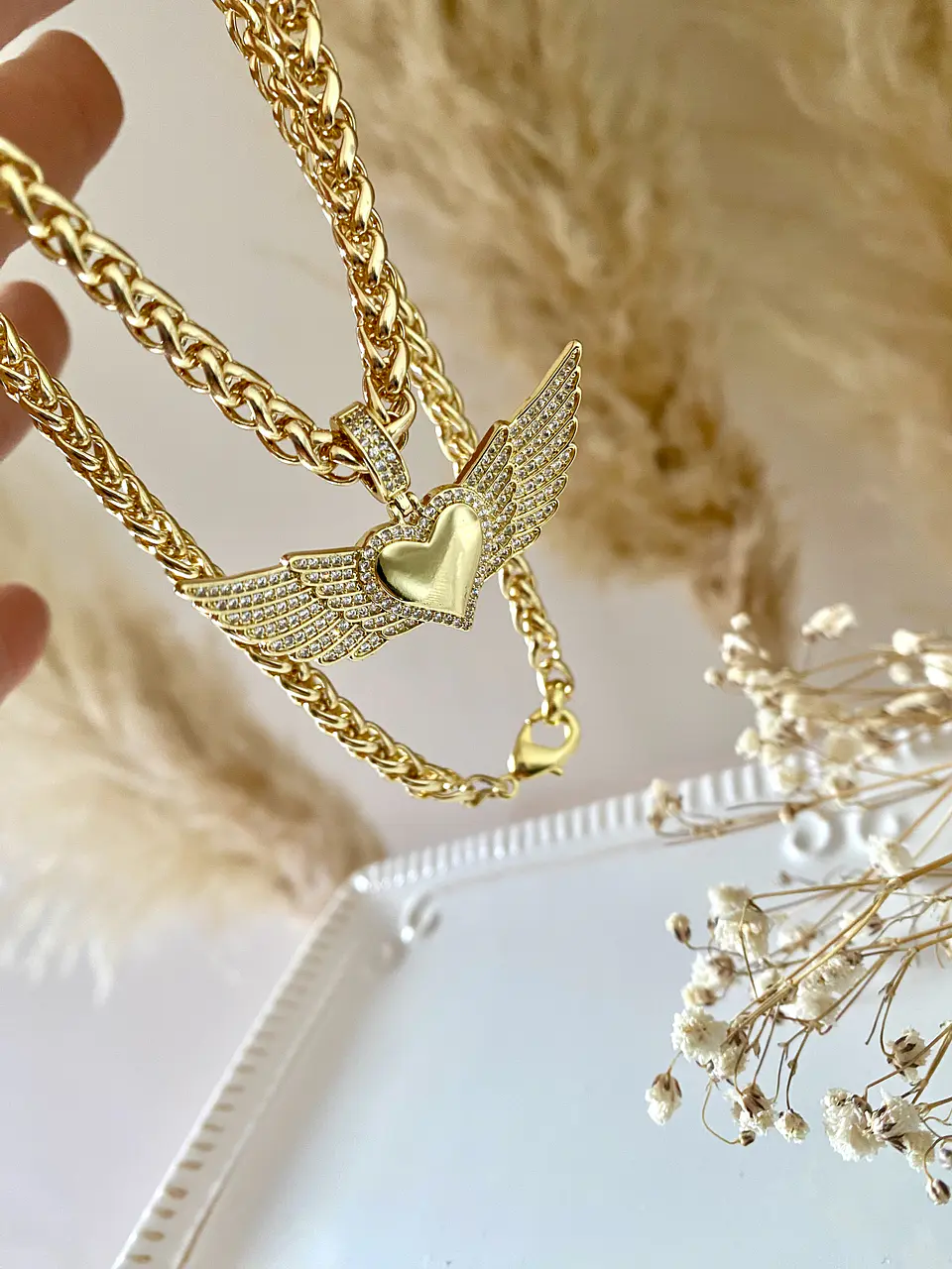 Collar  turbillón Corazón Alado Gold 3