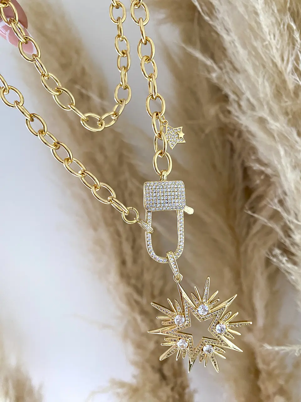 Collar Maxi Estrella 10 puntas Cristales + Broche Candado Luxury 2