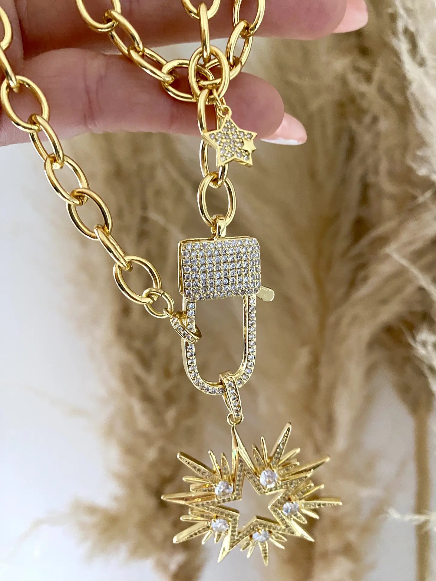 Collar Maxi Estrella 10 puntas Cristales + Broche Candado Luxury 4