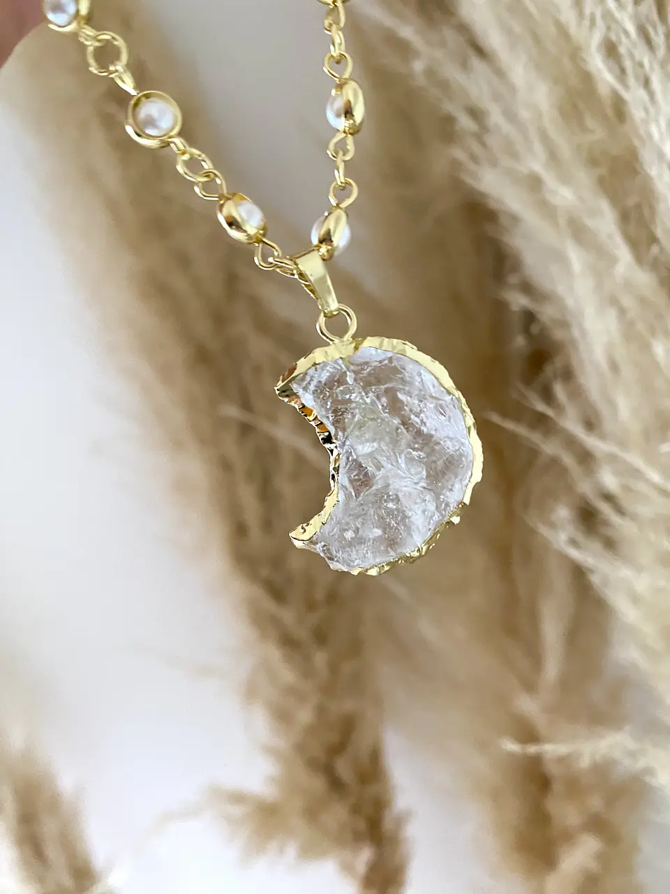 Collar Perlas Cristales dije Luna  3
