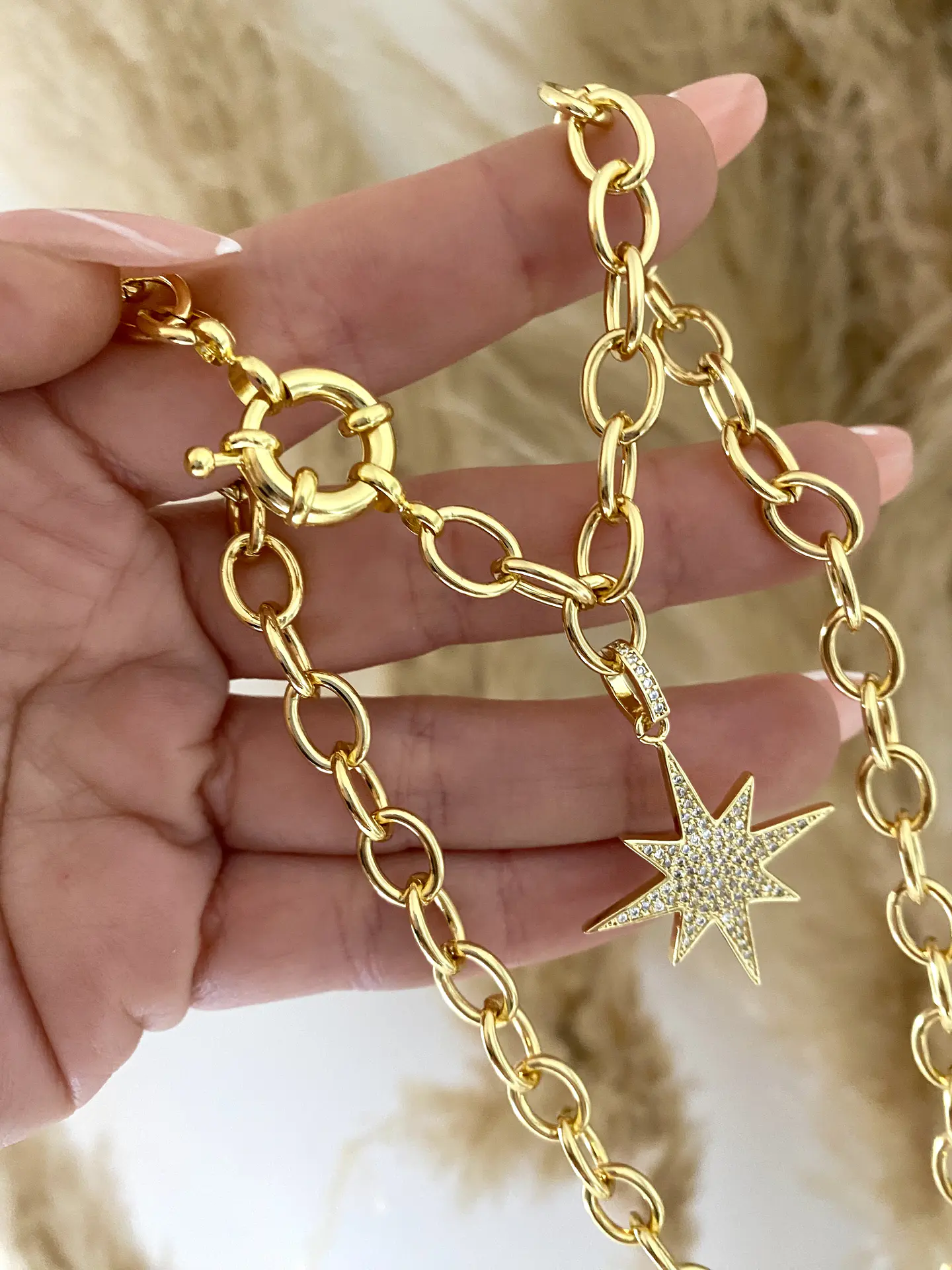 Collar Maxi eslabones Estrella Guía ✨broche timón  1