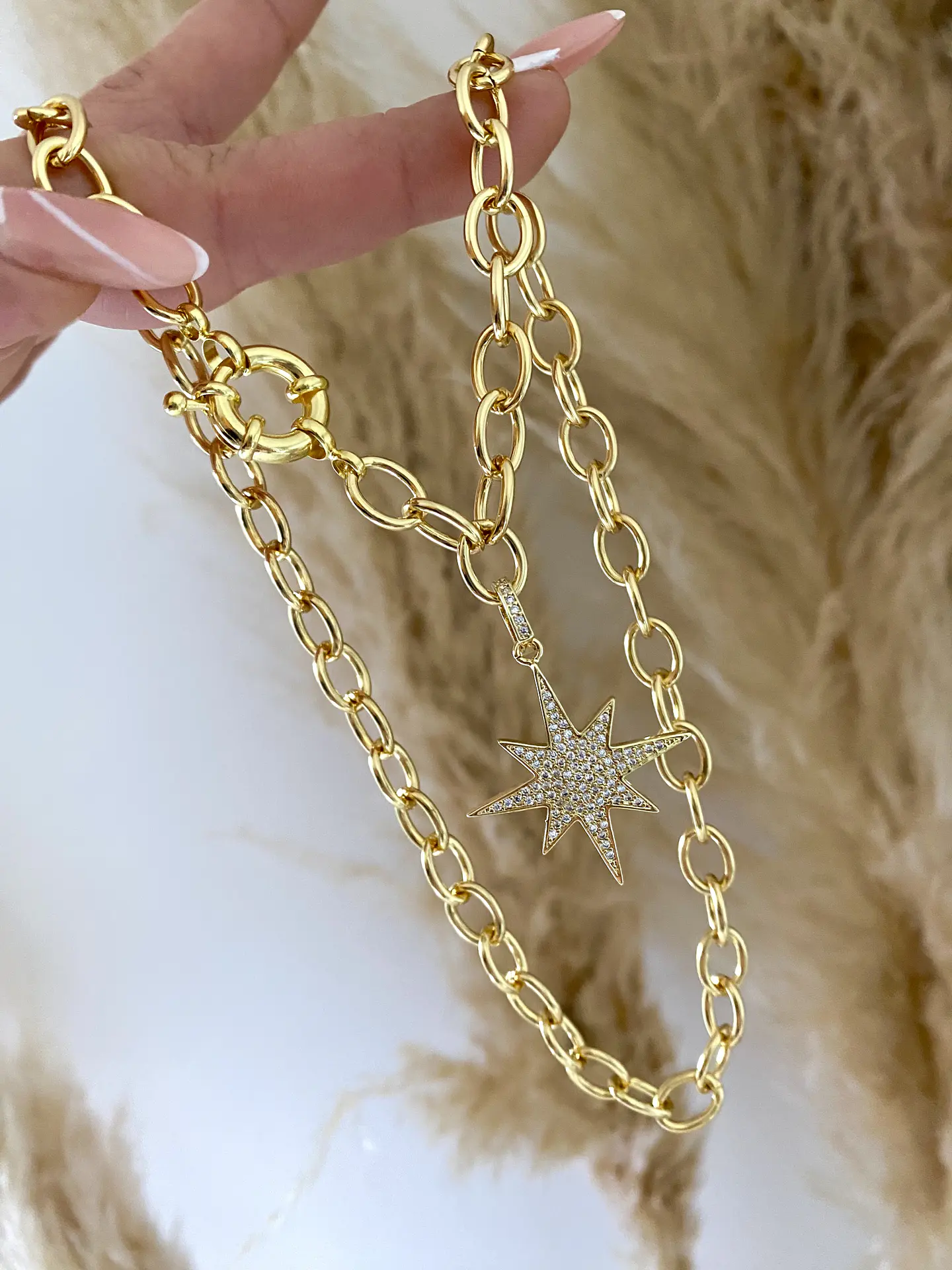 Collar Maxi eslabones Estrella Guía ✨broche timón  2