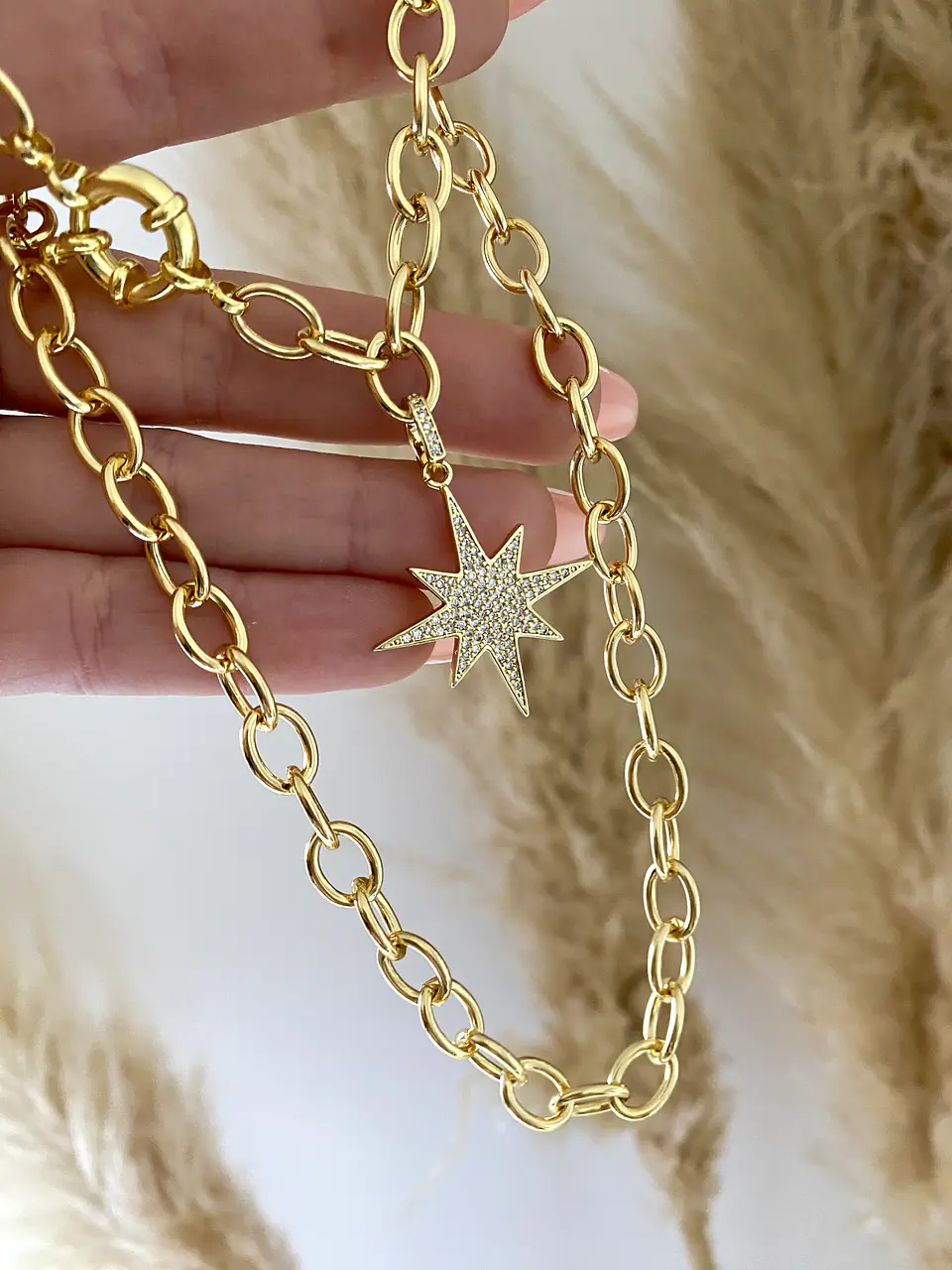 Collar Maxi eslabones Estrella Guía ✨broche timón  4