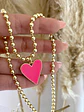 Collar balines Corazón fucsia esmaltado  - Miniatura 1