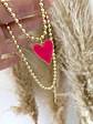 Collar balines Corazón fucsia esmaltado  - Miniatura 2