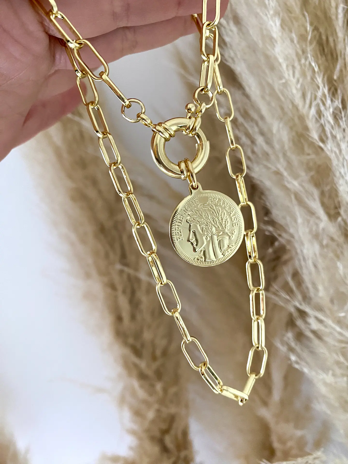 Collar dije Moneda Francesa Gold 3