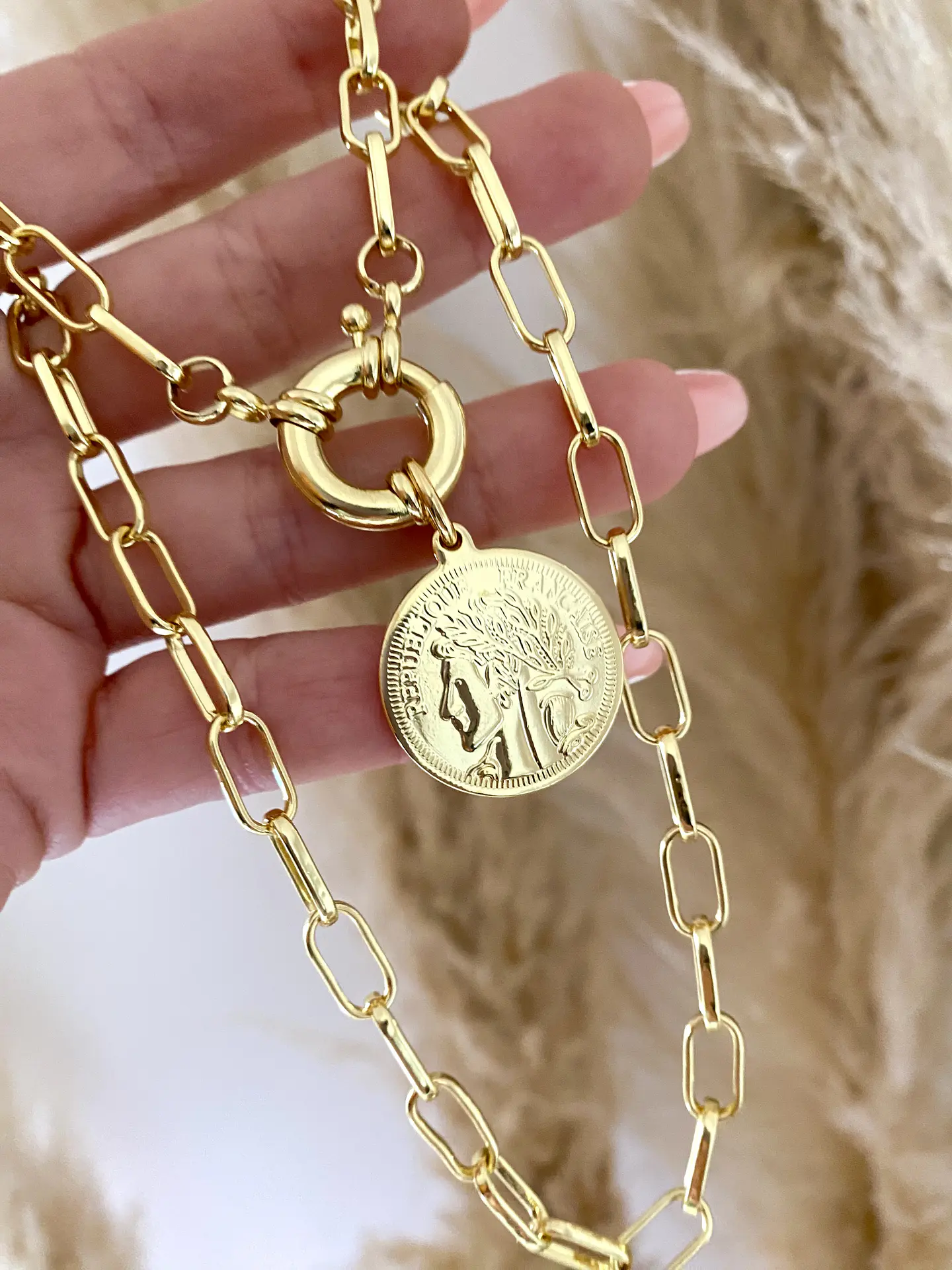 Collar dije Moneda Francesa Gold 1