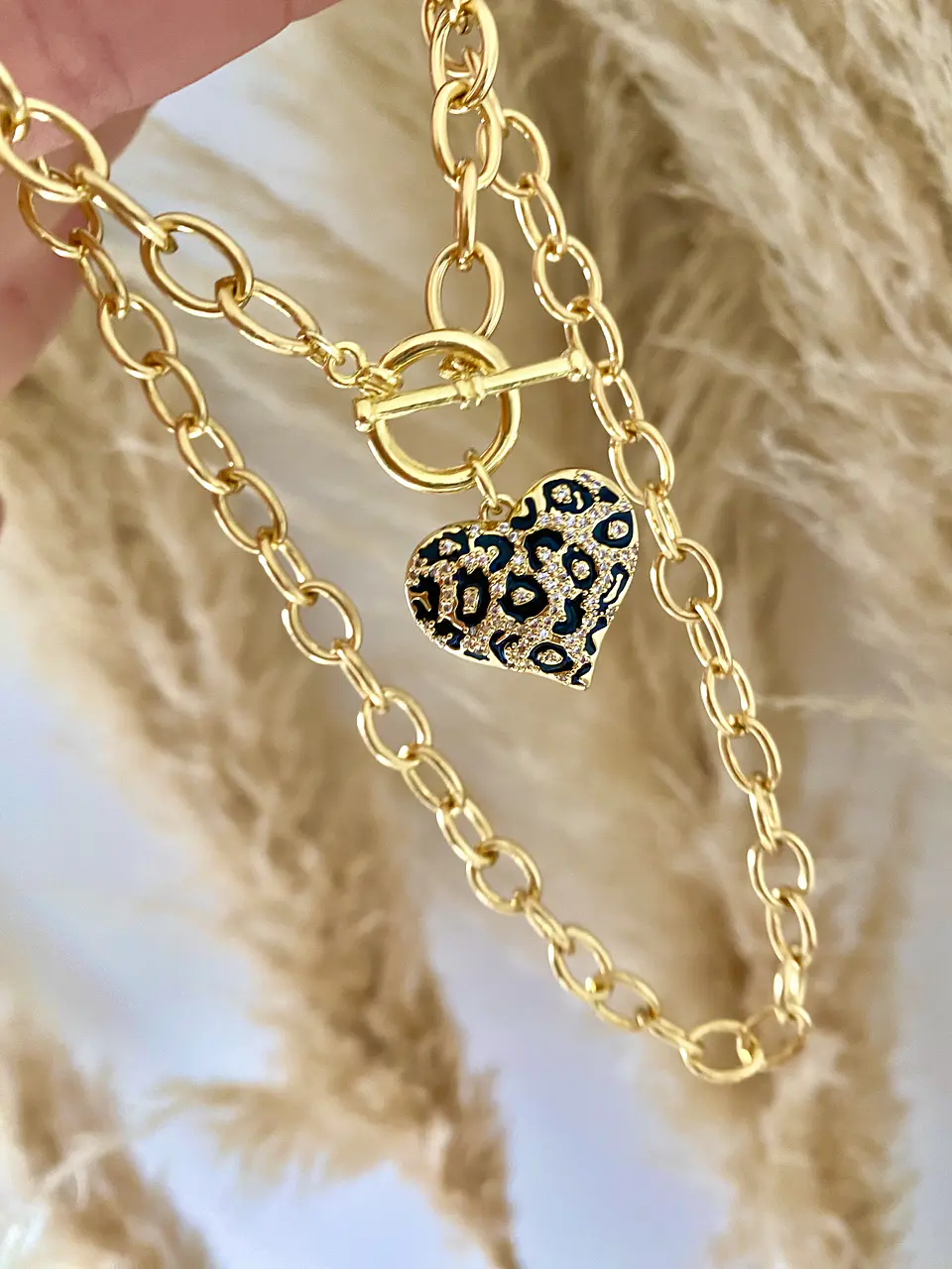 Collar Corazón Print Broche Palanca   2