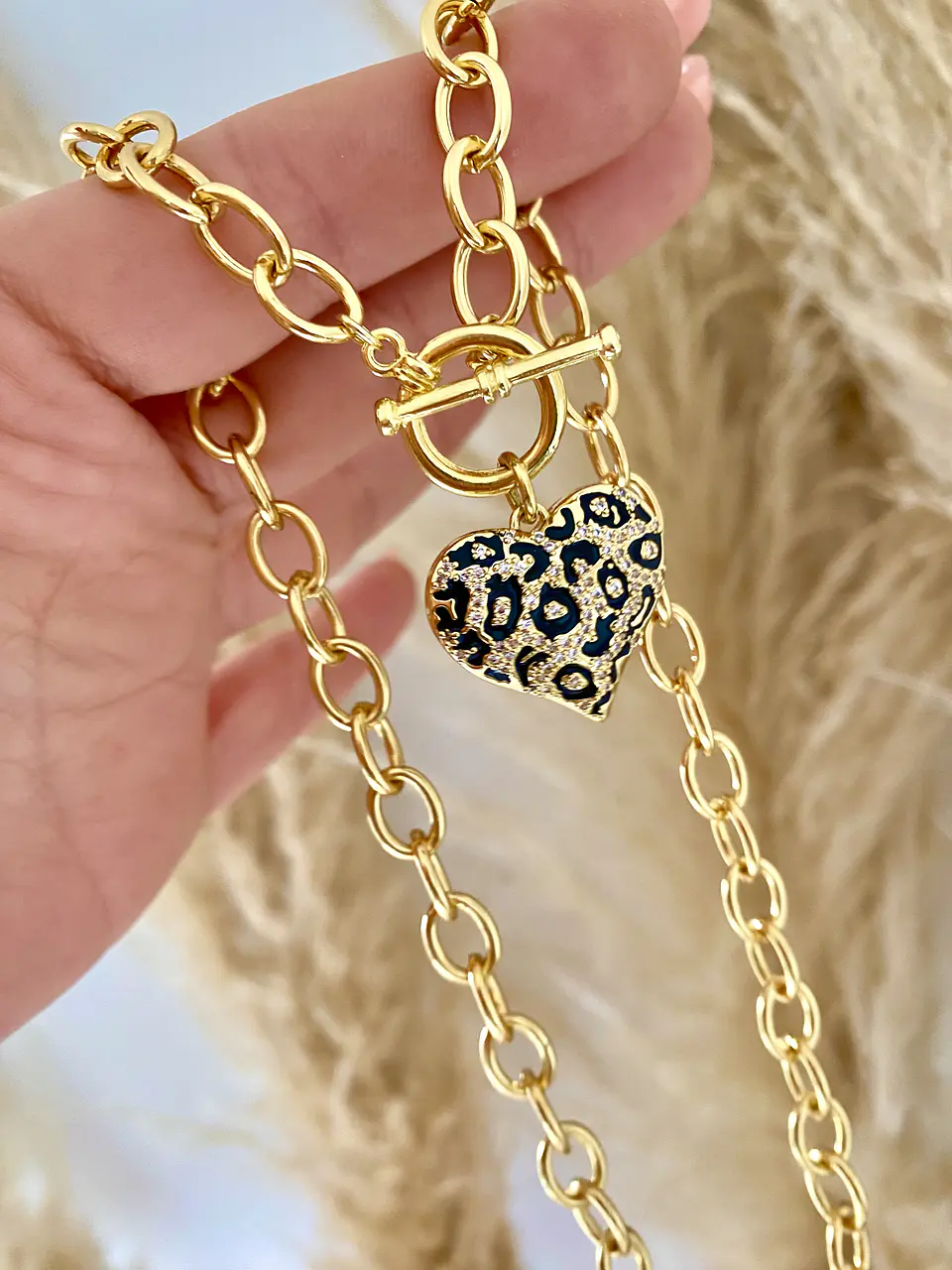 Collar Corazón Print Broche Palanca   1