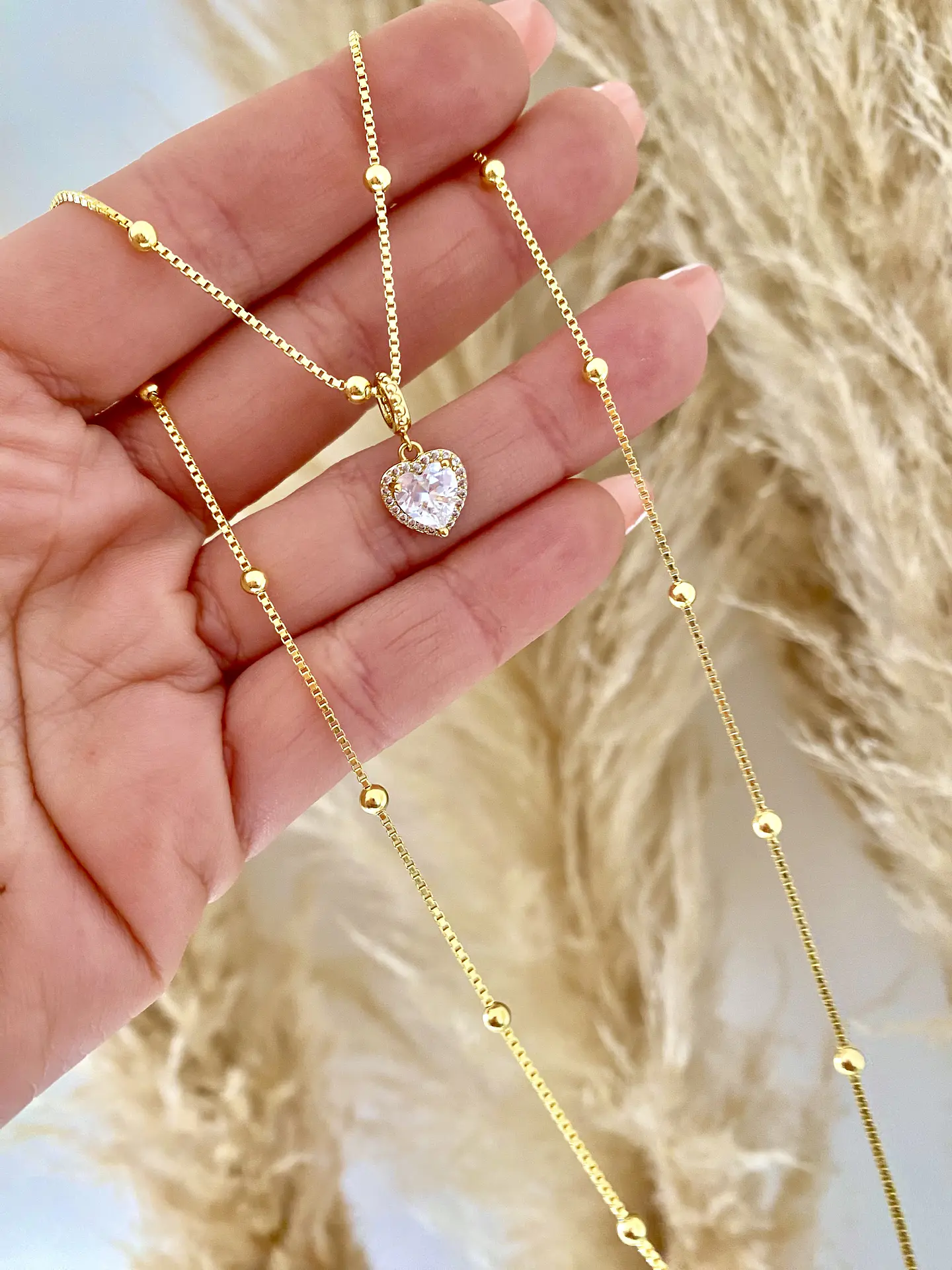 Cadena bolita punto de luz Corazón Cristal 1