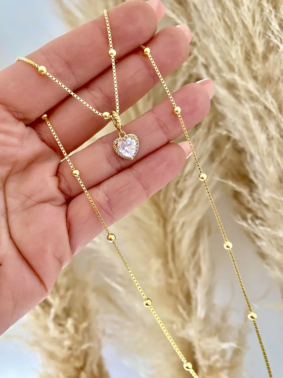 Cadena bolita punto de luz Corazón Cristal 1