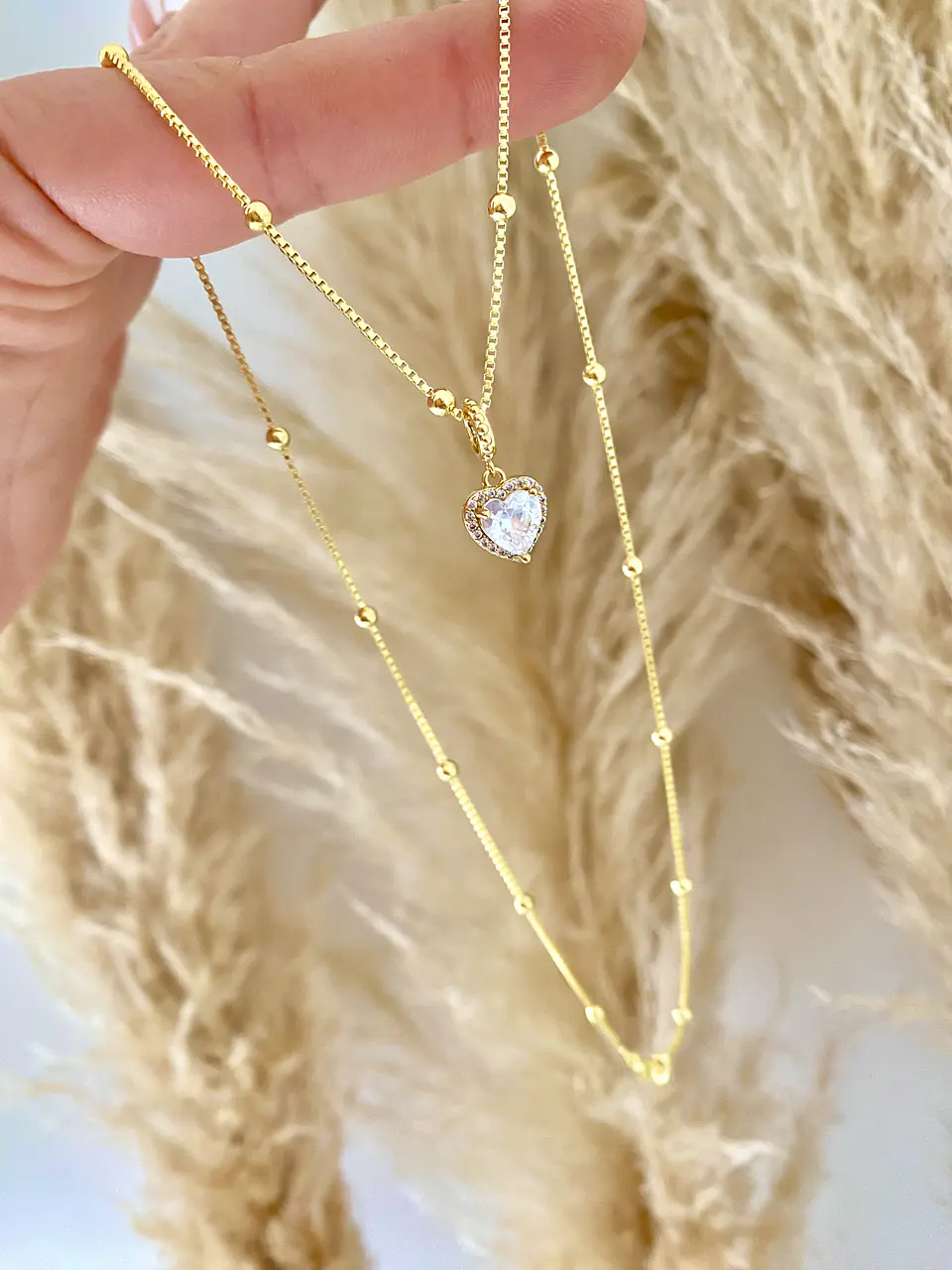 Cadena bolita punto de luz Corazón Cristal 4