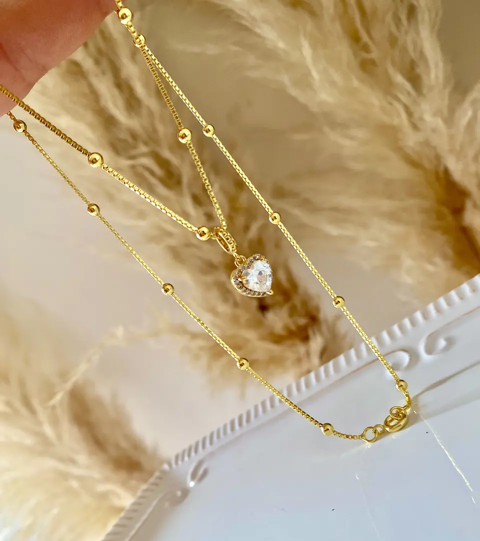 Cadena bolita punto de luz Corazón Cristal 5