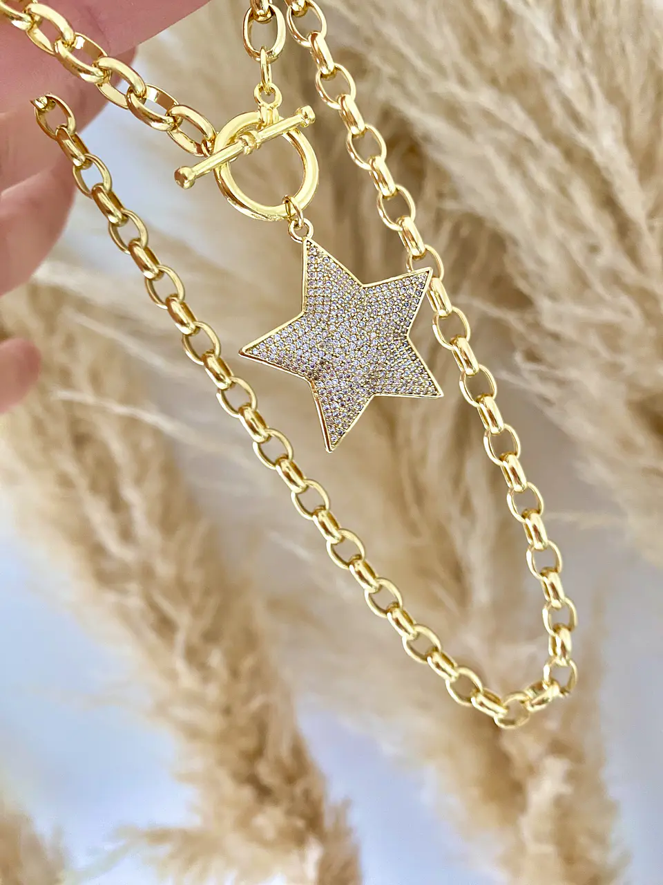 Collares eslabones dije Estrella Circones gold 3