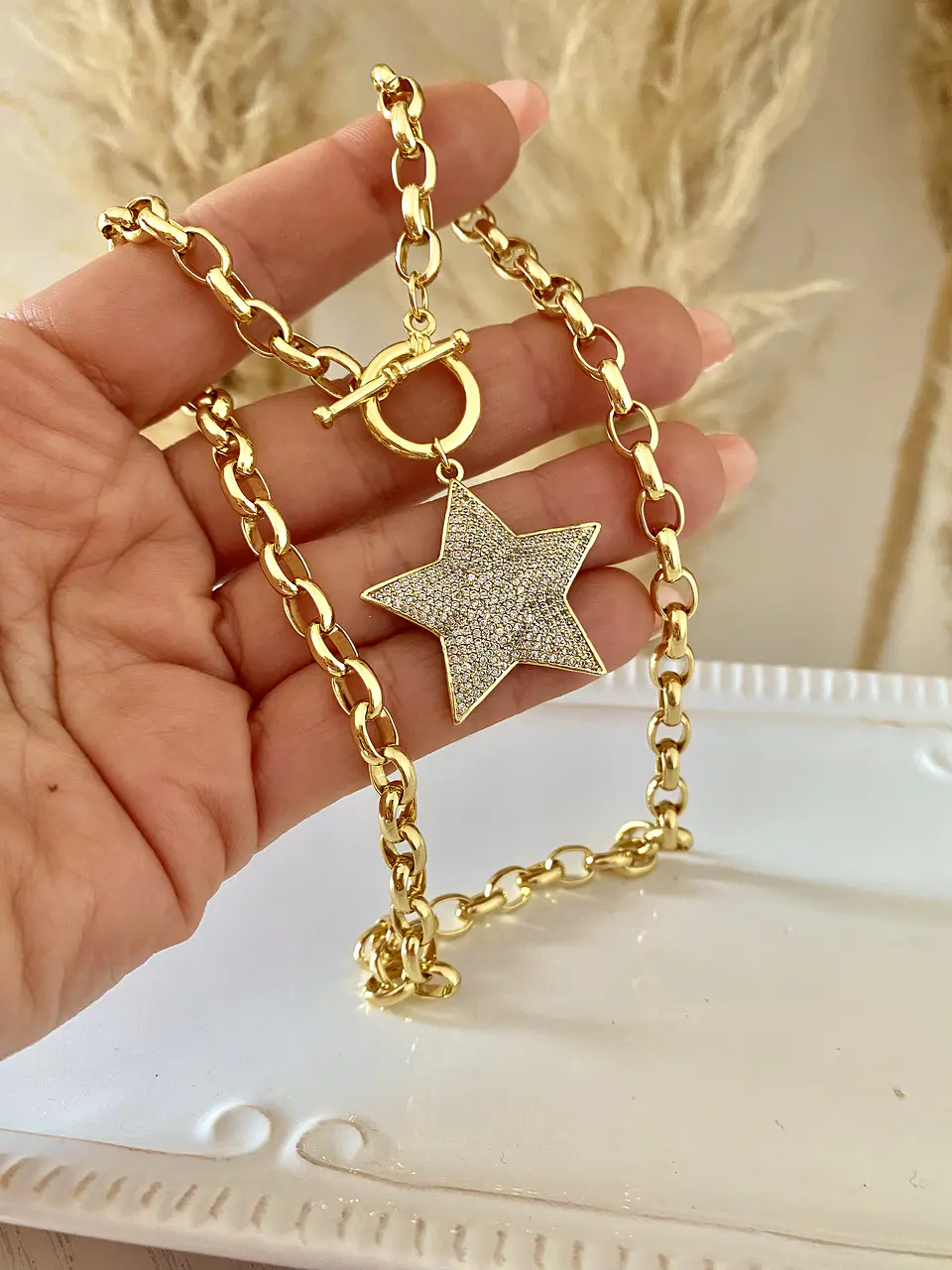 Collares eslabones dije Estrella Circones gold 2