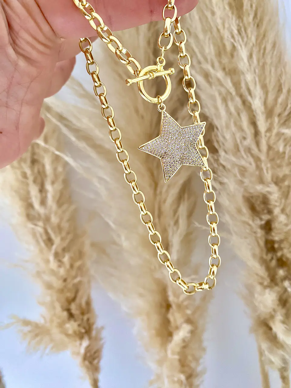 Collares eslabones dije Estrella Circones gold 4