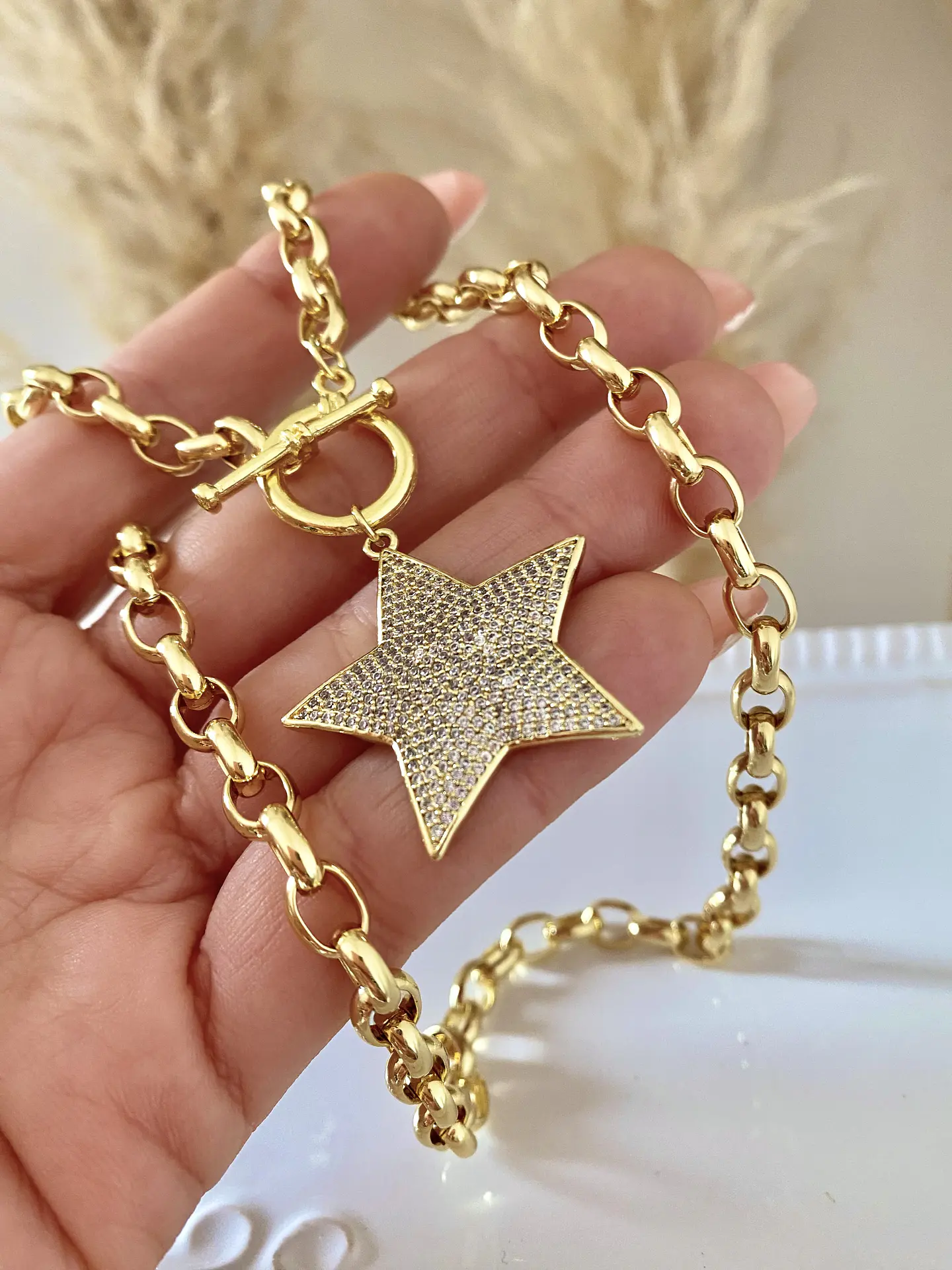 Collares eslabones dije Estrella Circones gold 1