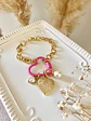 Pulsera conector Corazón Fucsia +  corazones y Perla  - Miniatura 2