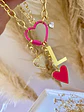 Collar conector corazón fucsia + mix de dijes  - Miniatura 1