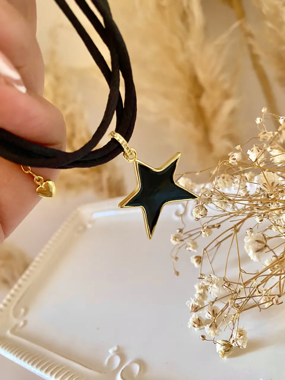Pulsera Estrella Black cordón de seda negro 5