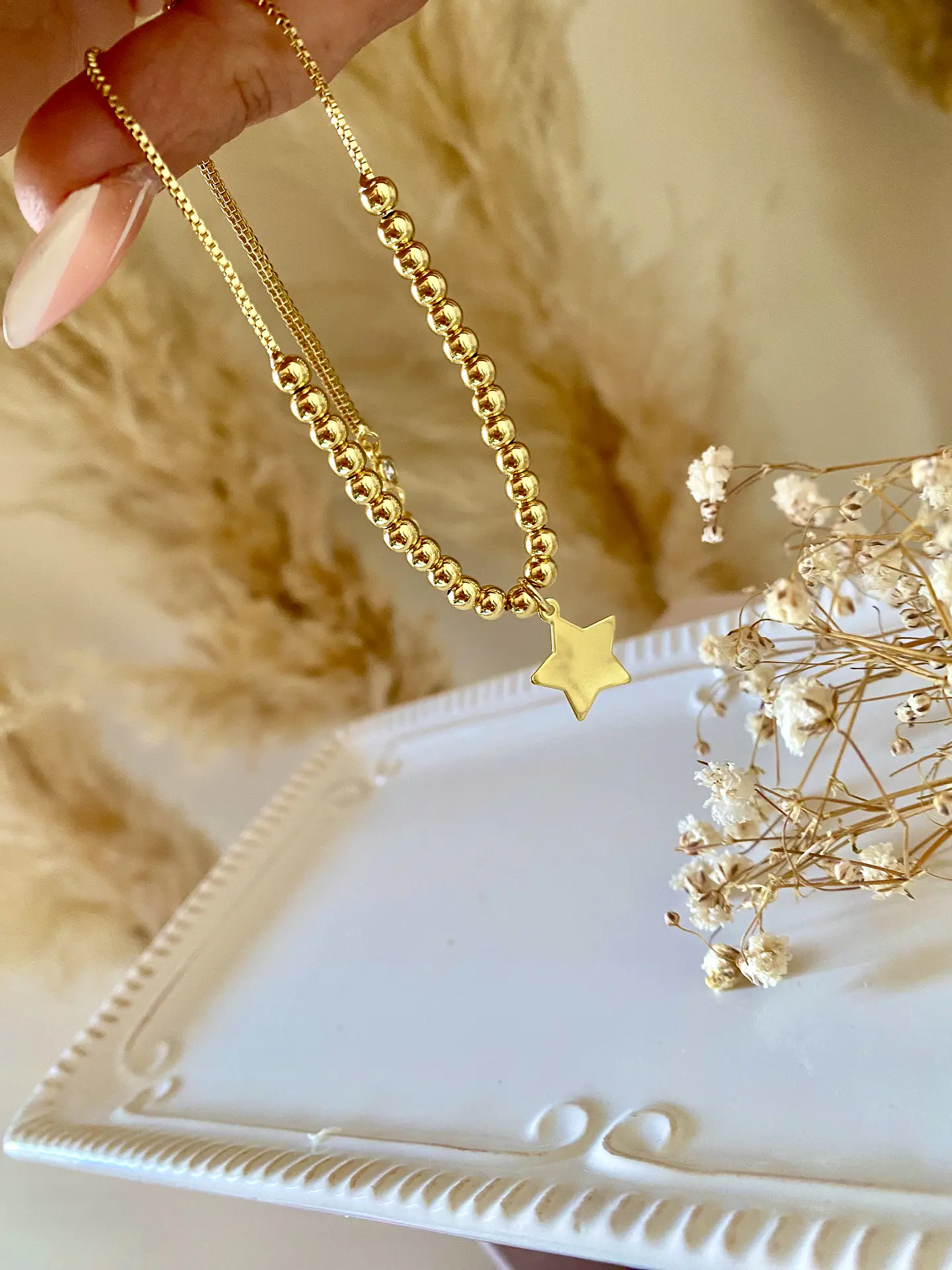 Pulsera balines dije Estrellita Gold  3