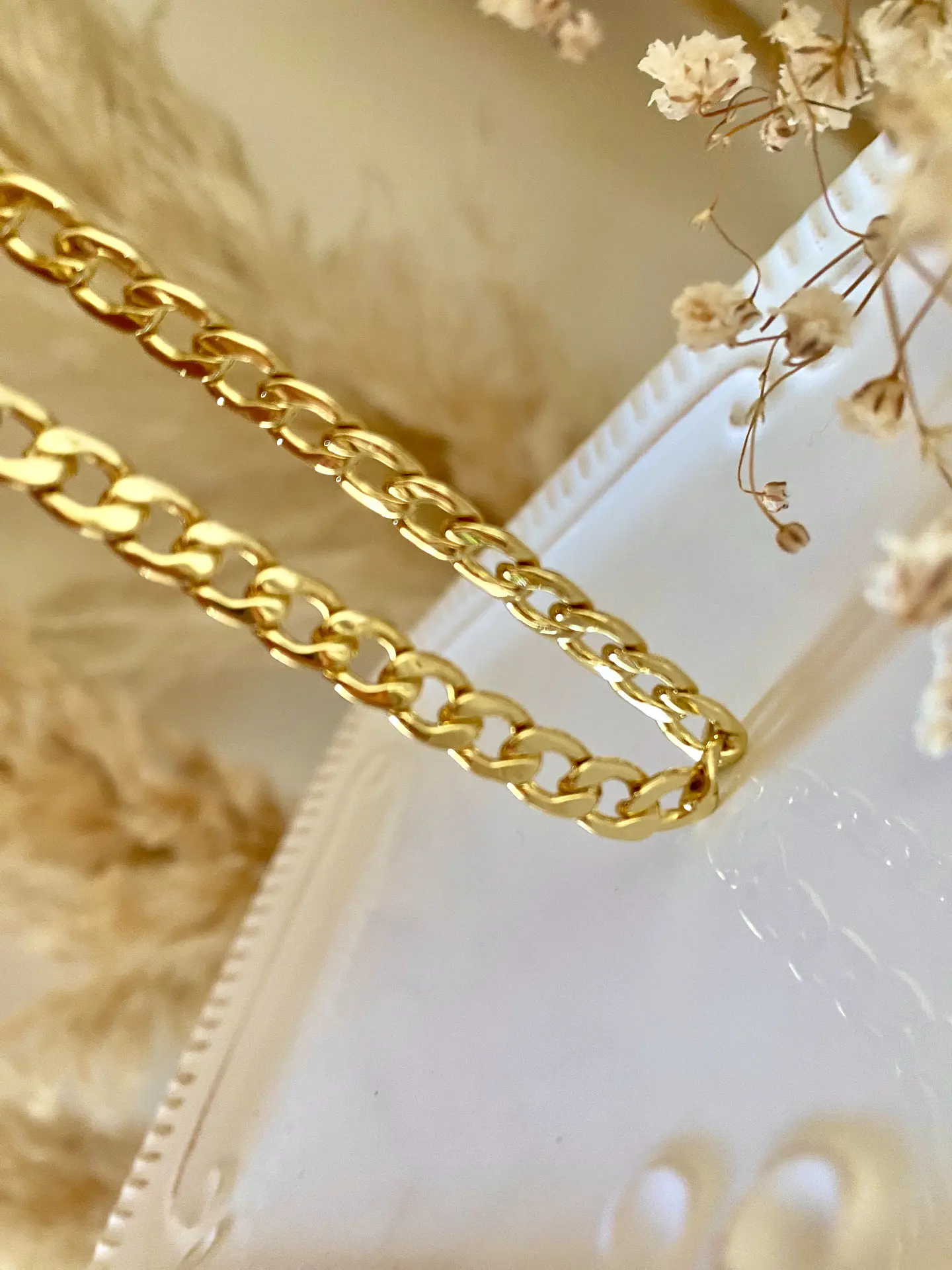 Pulsera Cadena cubana delgada gold  2