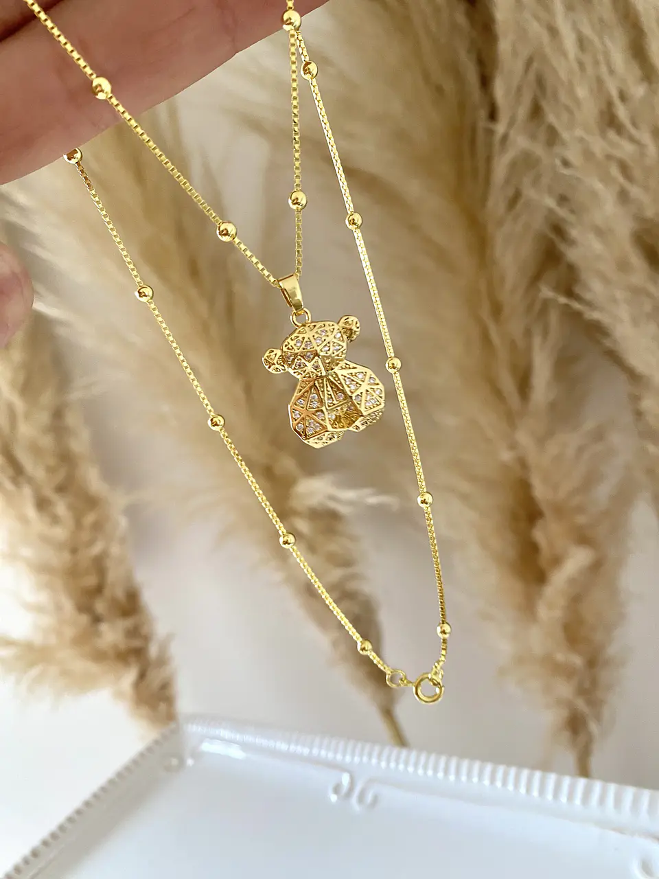 Collar Osito Circones Cadena bolita gold  2