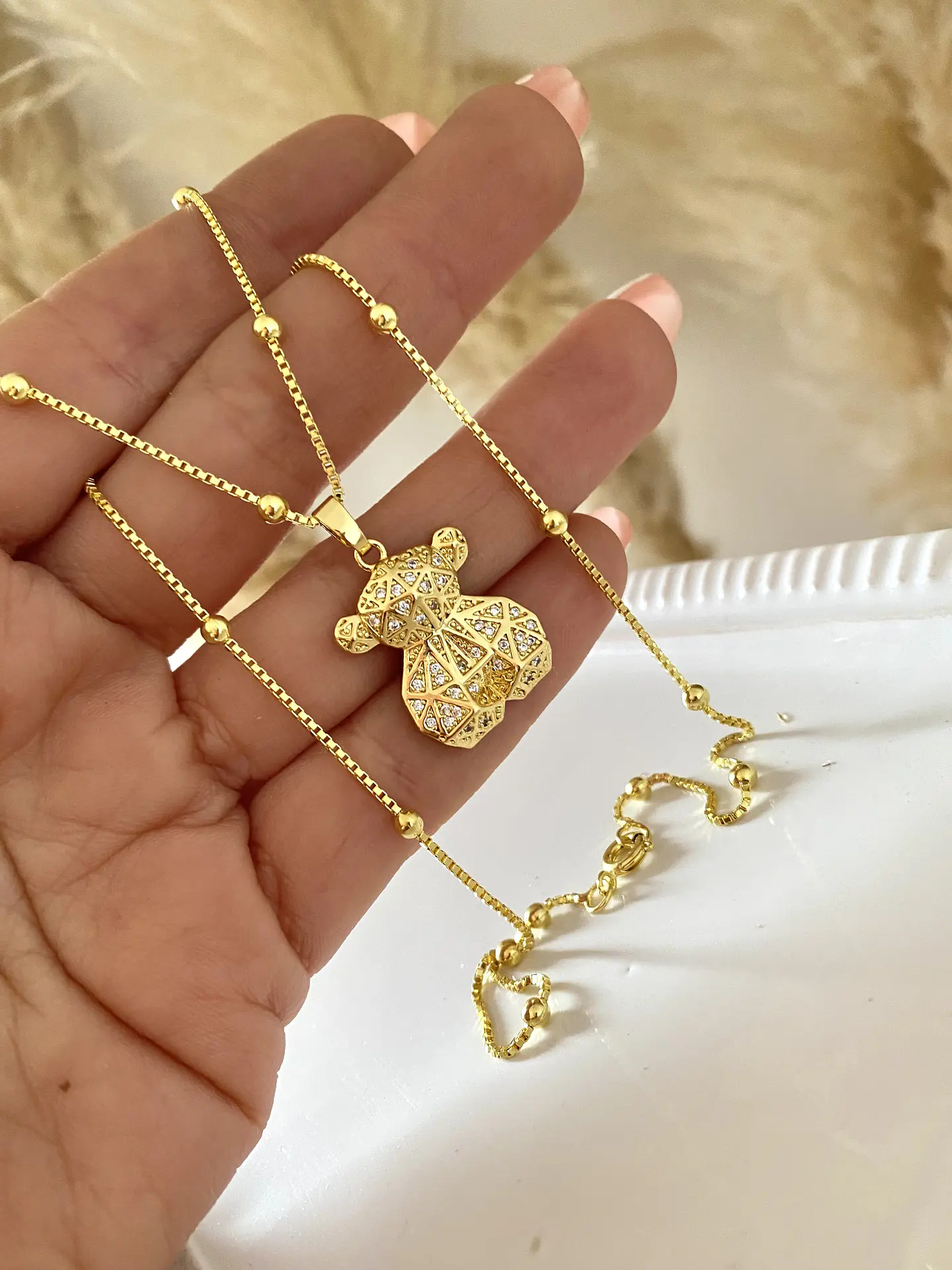 Collar Osito Circones Cadena bolita gold  1
