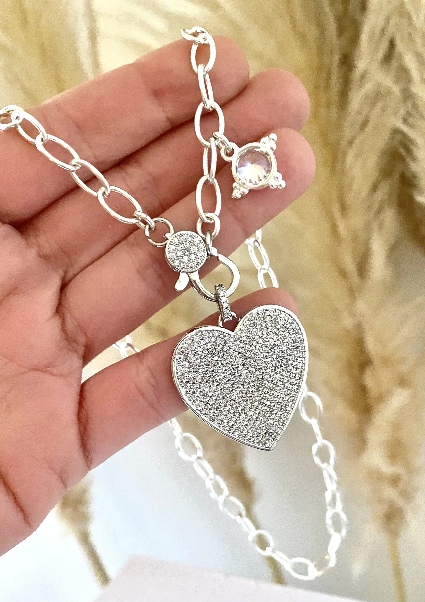 Collar Maxi Corazon Circones Punto luz Silver 1