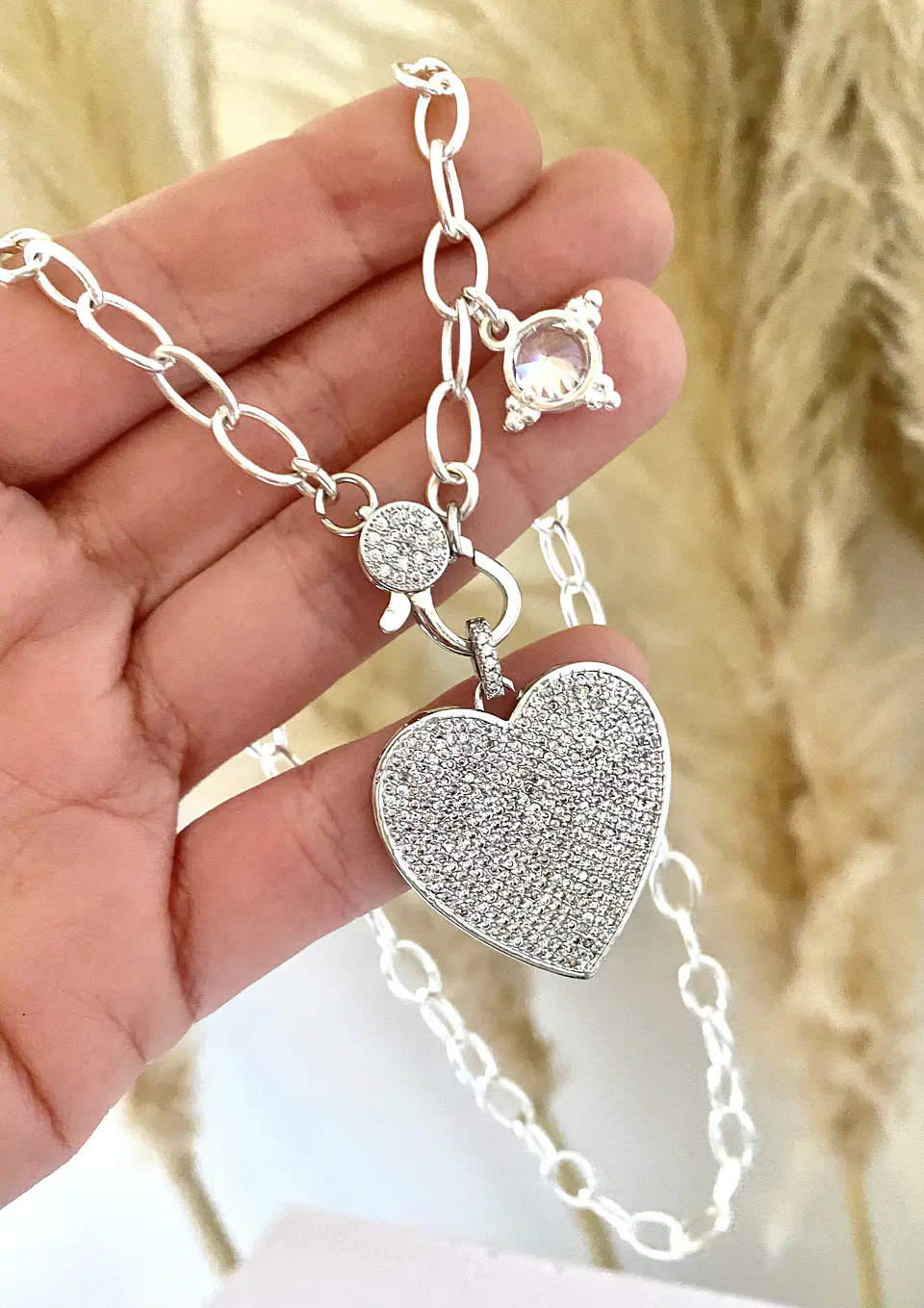 Collar Maxi Corazon Circones Punto luz Silver 1